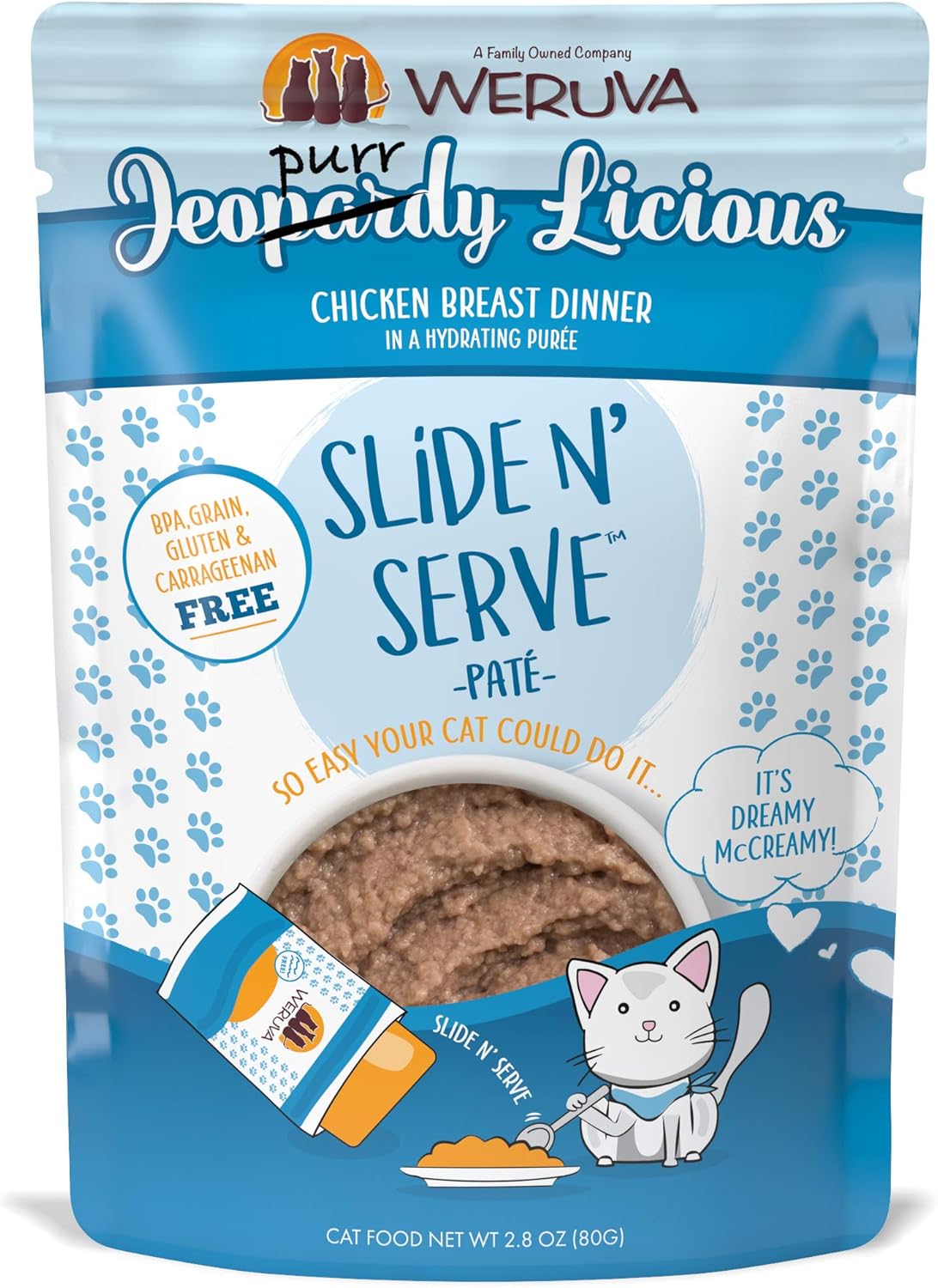 Weruva-Slide-N'-Serve-Paté-Wet-Cat-Food,-Jeopurrdy-Licious-Chicken-2.8oz-(Pack-12)1502