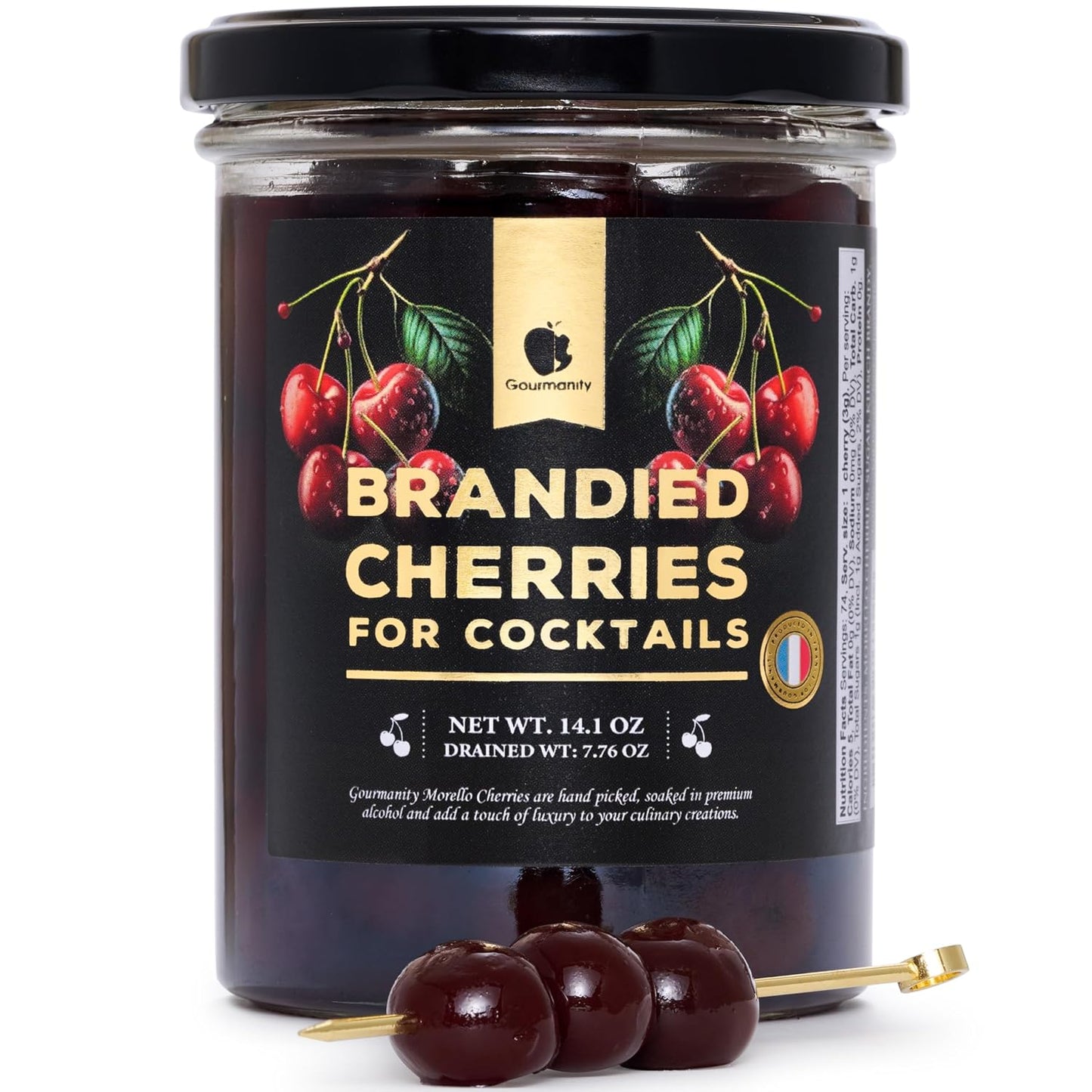 Gourmanity-Brandied-Cocktail-Cherries,-French-Morello-in-Kirsch,-14.1oz---------131