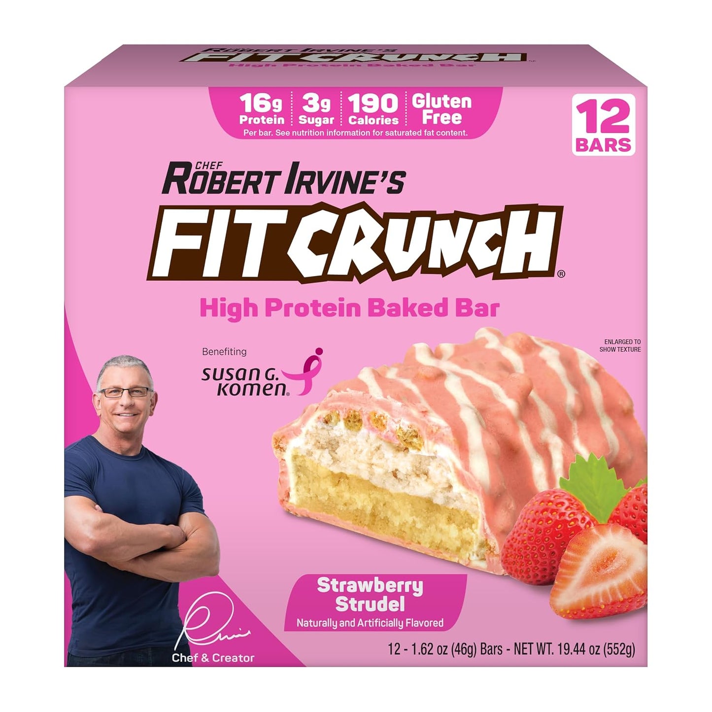 FitCrunch-16g-High-Protein-Baked-Bar,-Strawberry-Strudel,-12-Ct-|--Chef-Created-unique-6-Layer-Bar,-268