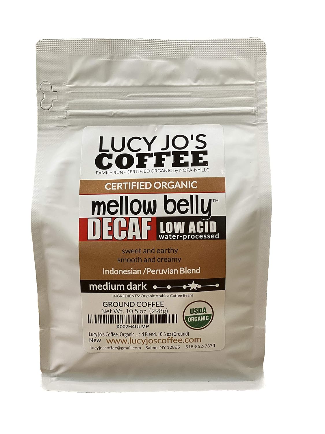 Lucy-Jo's-Coffee,-Organic-Decaf-Mellow-Belly-Low-Acid-Blend,-Medium-Dark,-10.5-2787