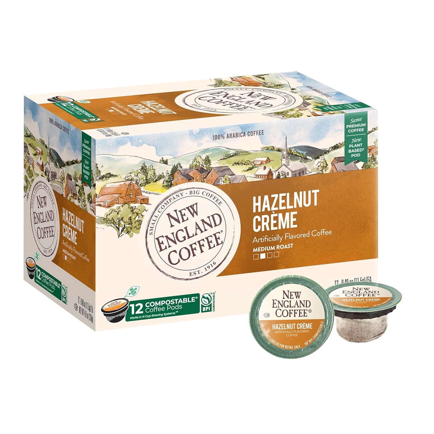 New-England-Coffee-Hazelnut-Creme-Medium-Roast-Single-Serve-Pods,-12ct-Box-(Pack-2136