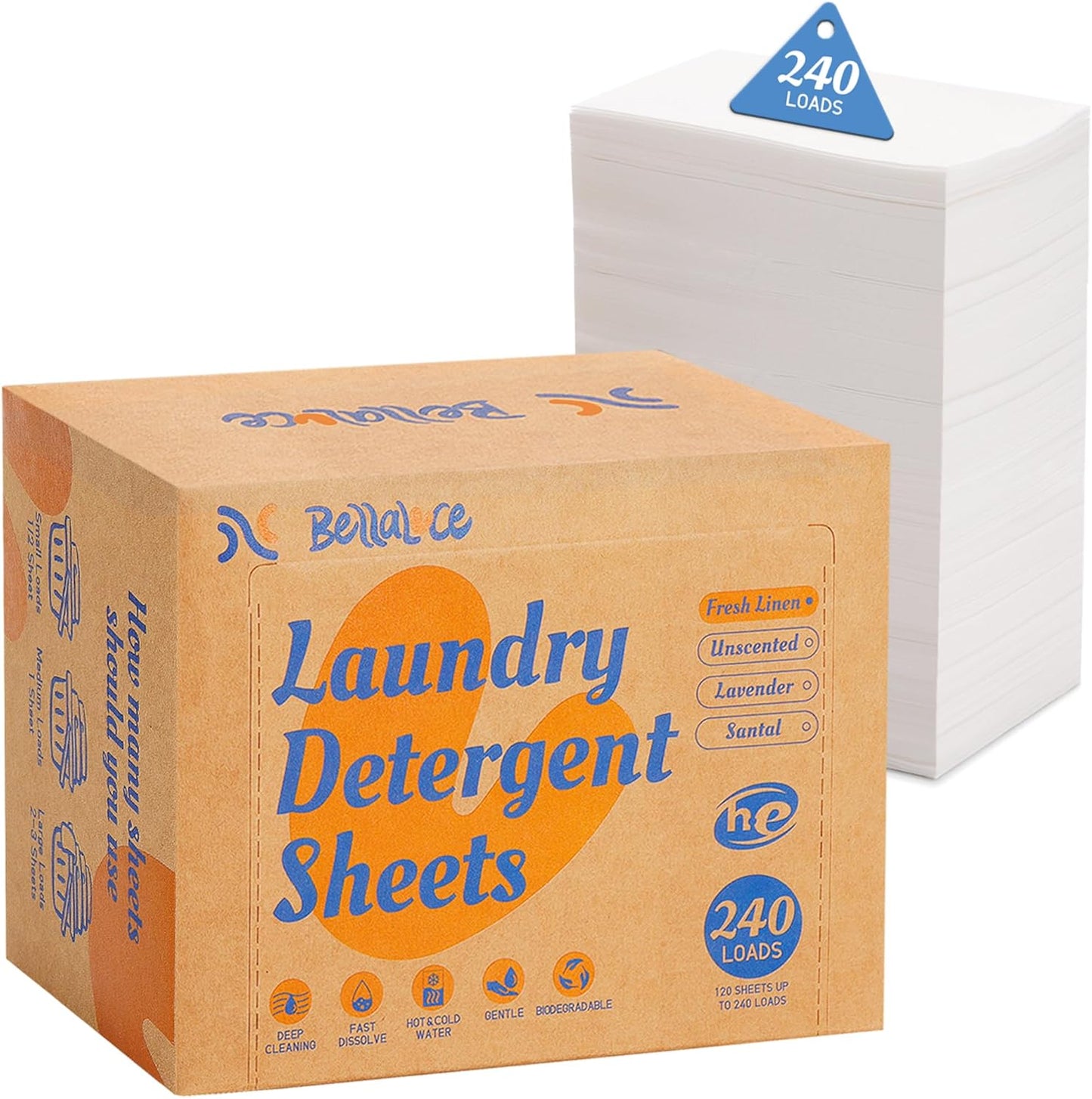 Laundry-Detergent-Sheets-Space-Saving-Travel-Deep-Cleaning-Fresh-Linen-Scent-Eco-3798