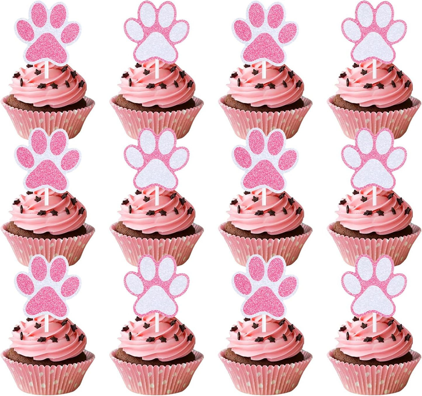 Puppy-Paw-Cupcake-Toppers-24-Pcs-Pink-White-Glitter-Dog-Paw-Cake-Puppy-Paw-740