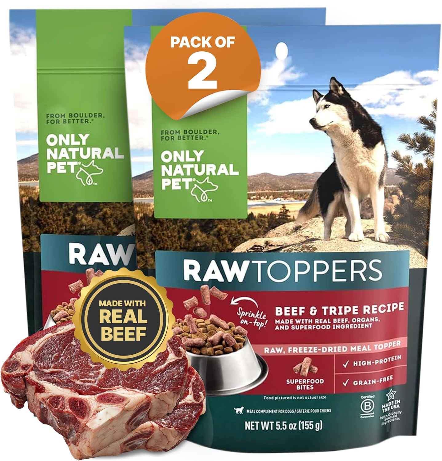 Only-Natural-Pet-Raw-Toppers-Freeze-Dried-Beef-and-Tripe-Recipe---Protein-1007