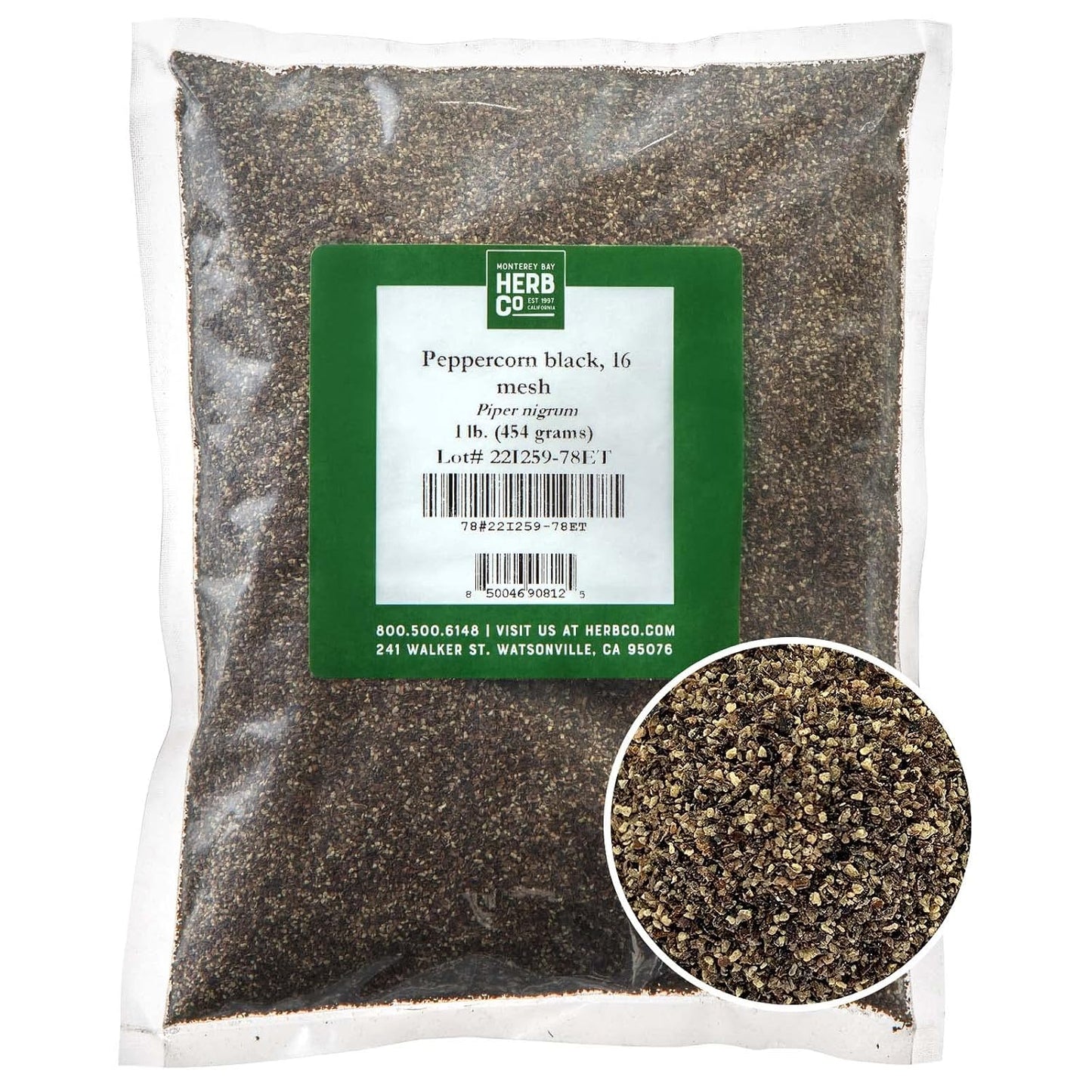 Black-Peppercorn-16-Mesh,-by-Herb-Co,-Piper-Nigrum-Coarse-Ground,-From-1724