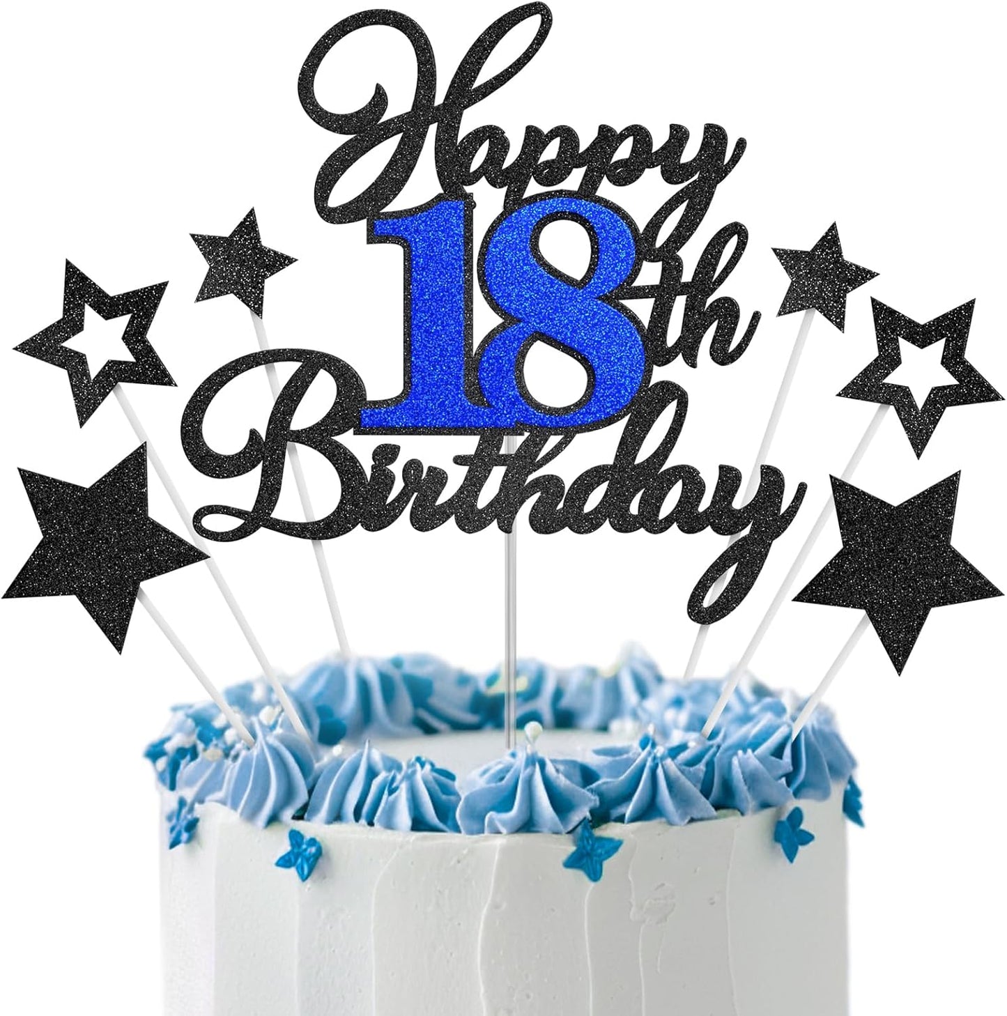 Happy-18th-Birthday-Cake-Toppers,-Black-Blue-Glitter-Cake-Decorations-Set,-18th-Decor,-Anniversary-699