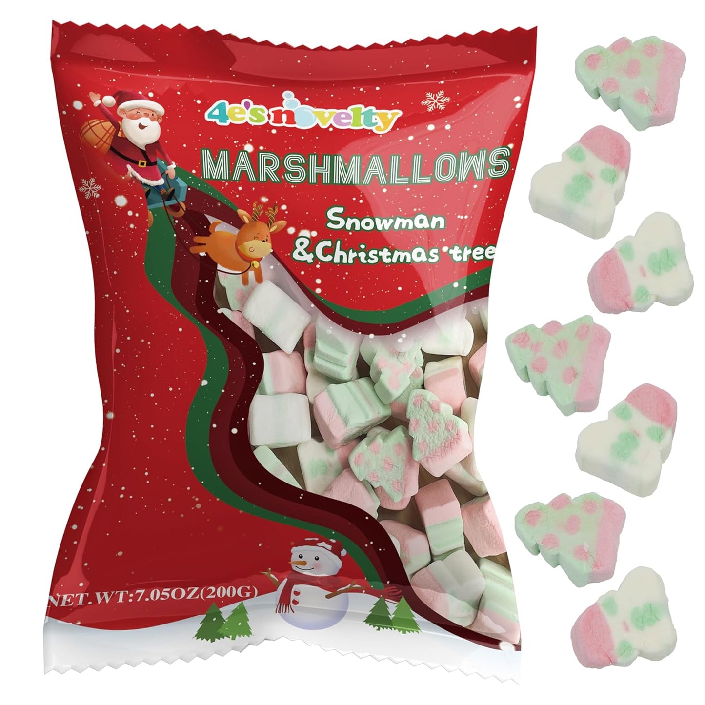 4E's-Novelty-Sweet-Christmas-Marshmallow-Soft-Candy-Treats-65pcs-(200gram)-Bulk-Snowman-Santas-Christmas-1984