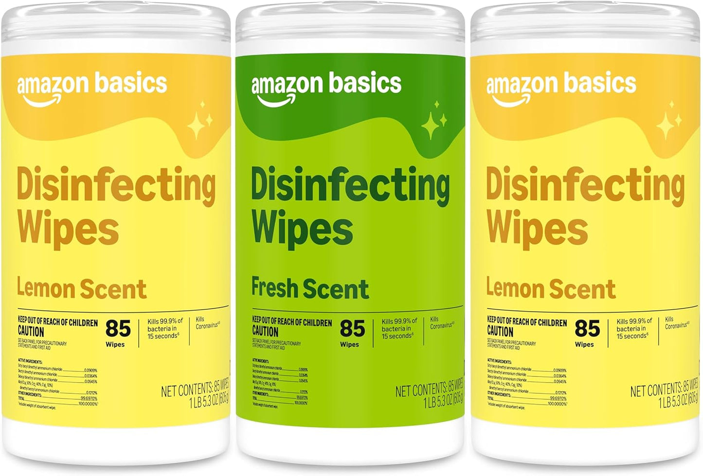 Amazon-Basics-Disinfecting-Wipes,-Lemon-&-Fresh-Scent,-Sanitizes/Cleans/Disinfects/Deodorizes,-255-Count-(2-Packs-Lemon,---2159