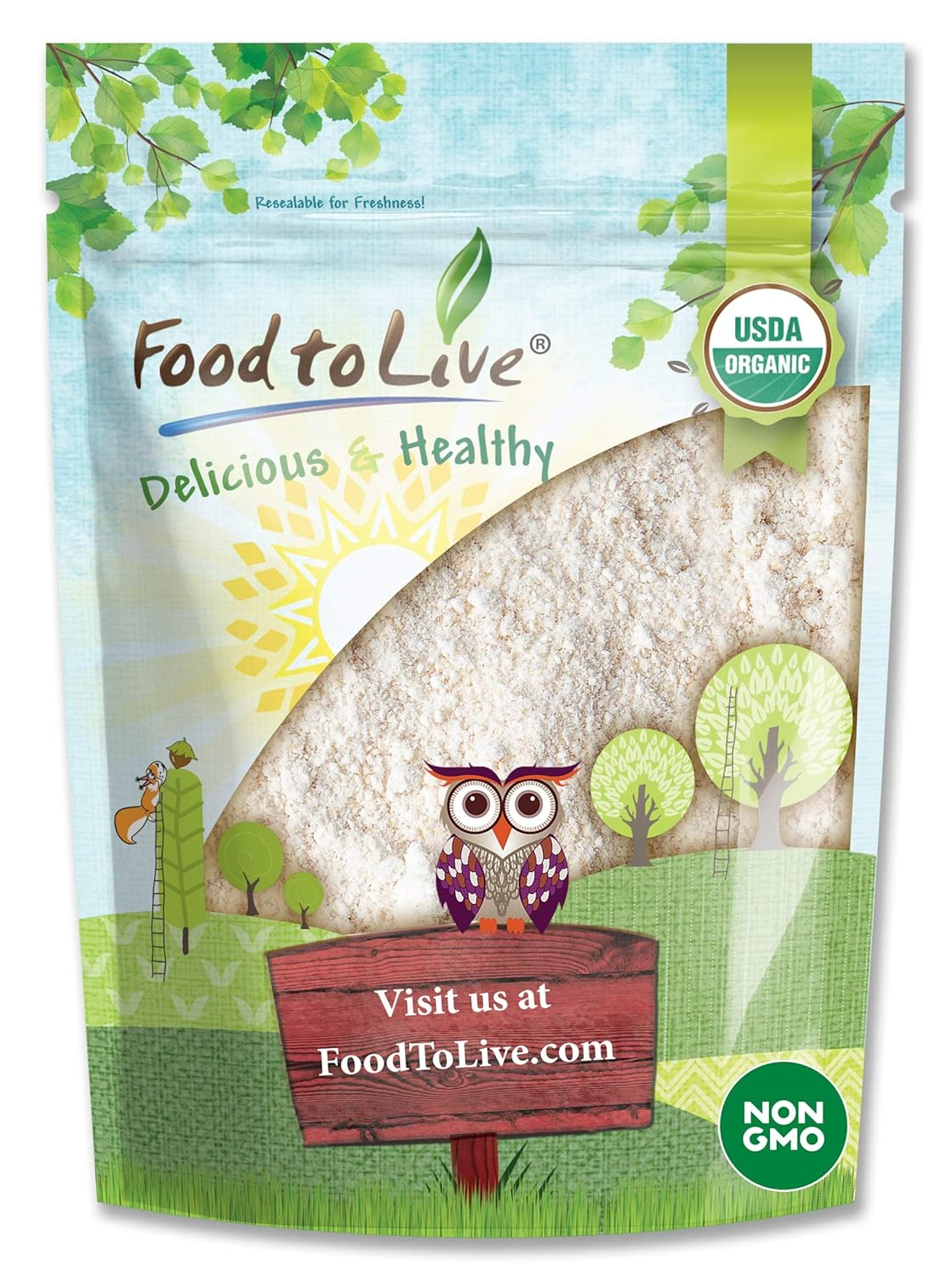 Food-to-Live-Harina-de-avena-orgánica,-1-libra,-OMG,-77