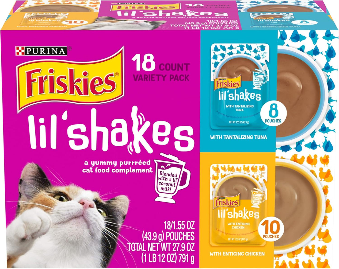 Purina-Friskies-Pureed-Cat-Food-Topper-Variety-Pack,-Lil'-Shakes-With-and-Tuna-Lickable487