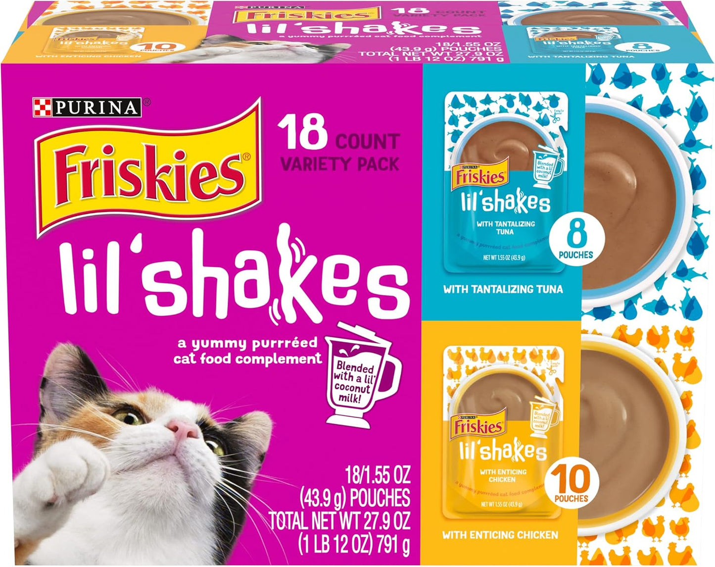 Purina-Friskies-Pureed-Cat-Food-Topper-Variety-Pack,-Lil'-Shakes-With-Chicken-and-237