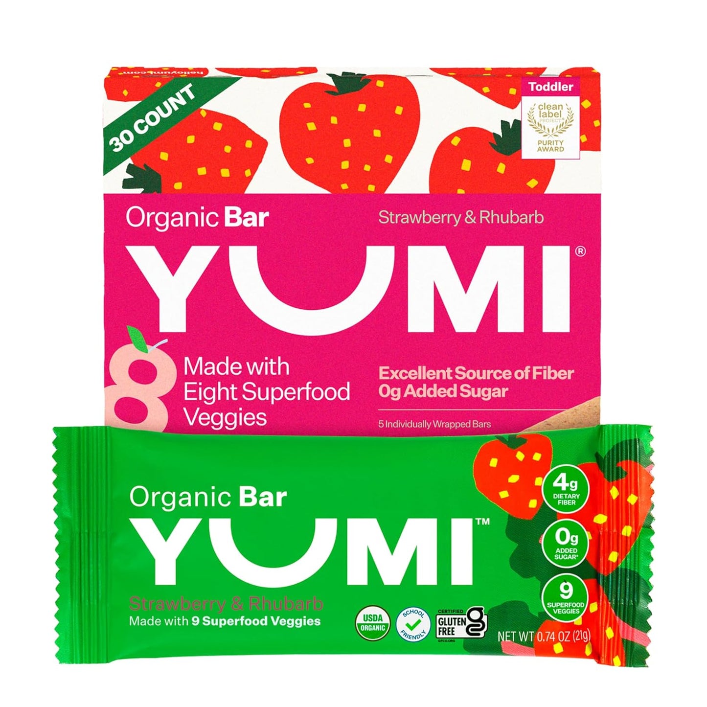 YUMI-Organic-Toddler-Snack-Bars,-7+-Superfoods,-Strawberry-&-Rhubarb----30CT-|-No-Sugar,-936