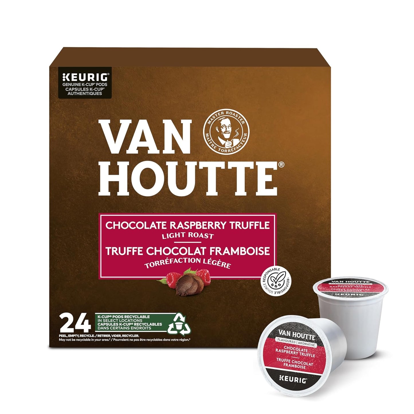 Van-Houtte-Café-de-trufa-de-chocolate-y-frambuesa,-paquete-de-K-Cup547