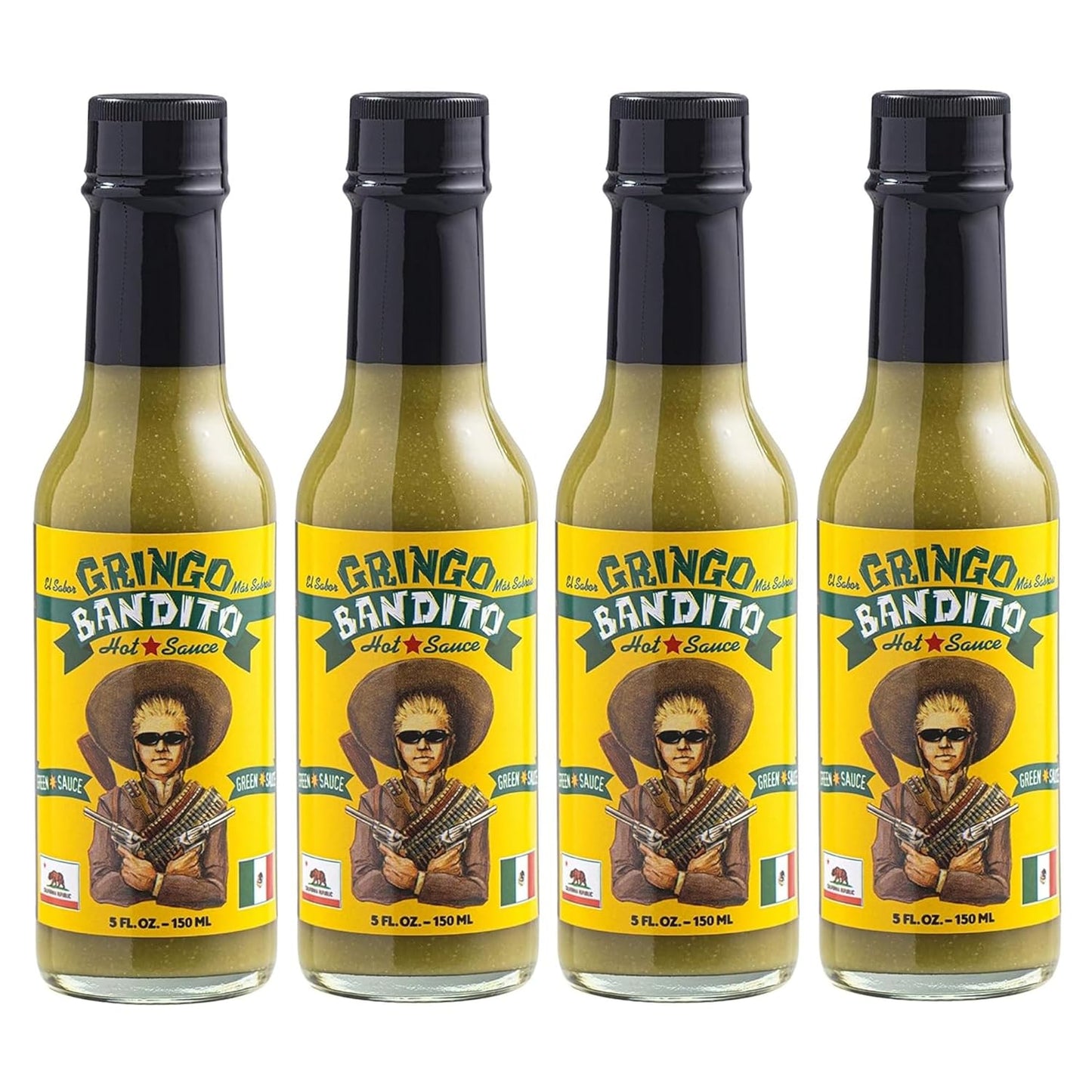 Gringo-Bandito-Hot-Sauce,-Green-Habanero,-5-Fl-Oz-(Pack-of-4),-270