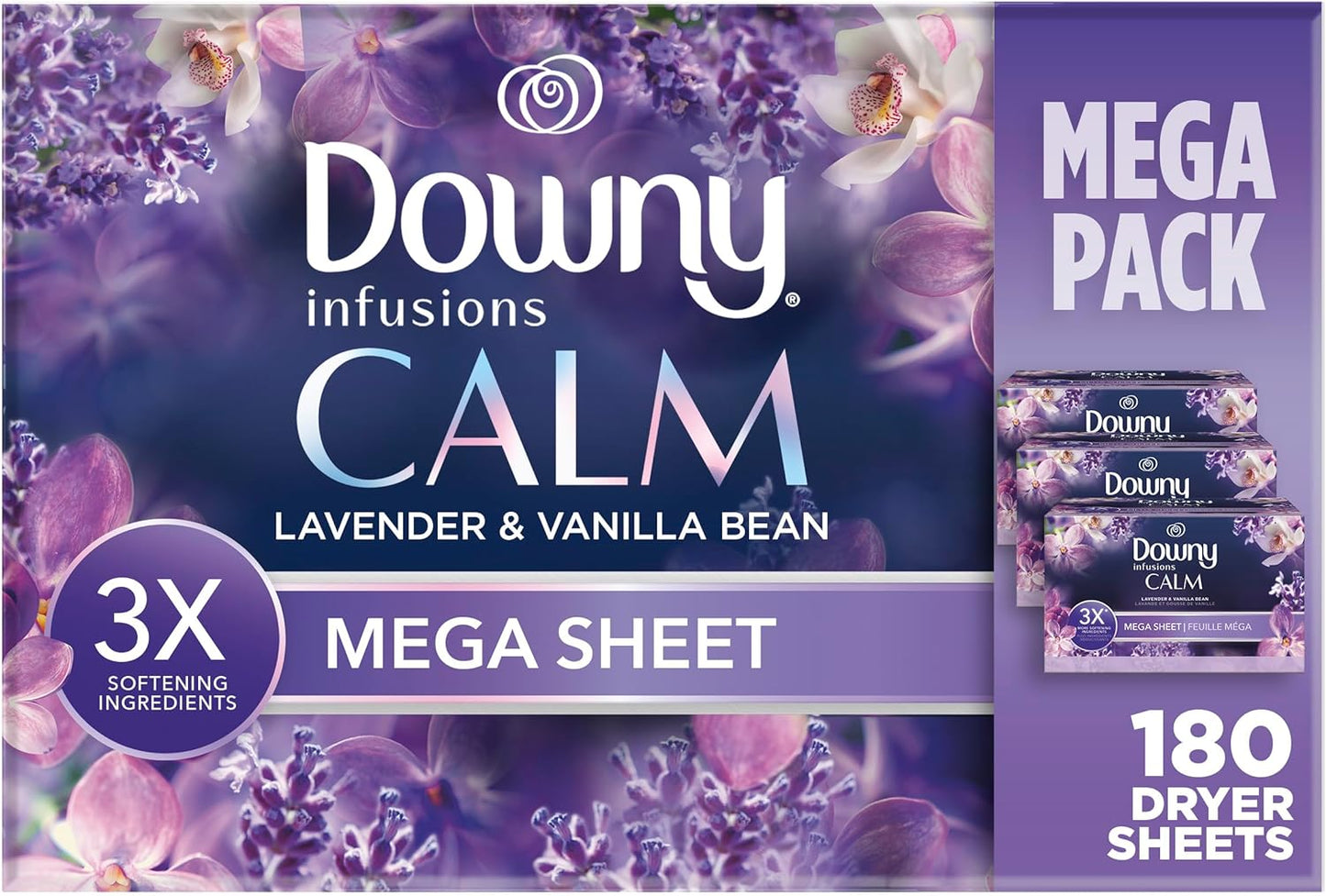 Downy-Infusions-Mega-Dryer-Sheets,-Laundry-Fabric-Softener,-CALM,-Lavender-4130