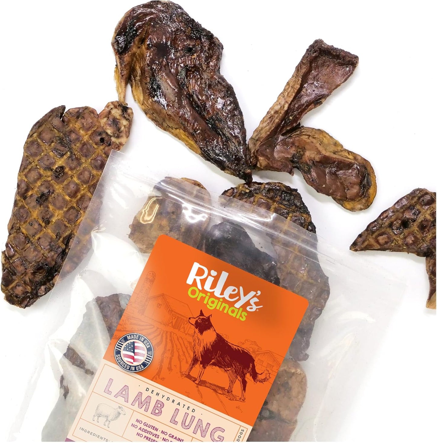 Riley's-Premium-Dehydrated-Lamb-Lung-Dog-Treats---Sourced-in-USA,-in-2250