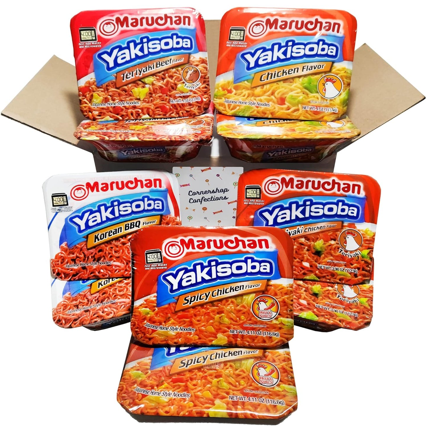 Yakisoba---Paquete-variado-de-10-bandejas-de-fideos-a--granel,-262