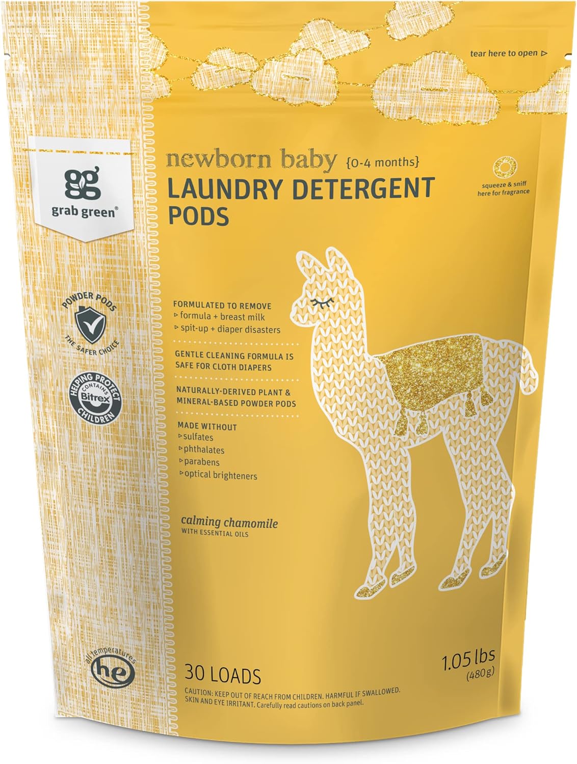 Grab-Green-Newborn-Baby-Laundry-Detergent-Pods,-30-Loads,-Chamomile,-1545