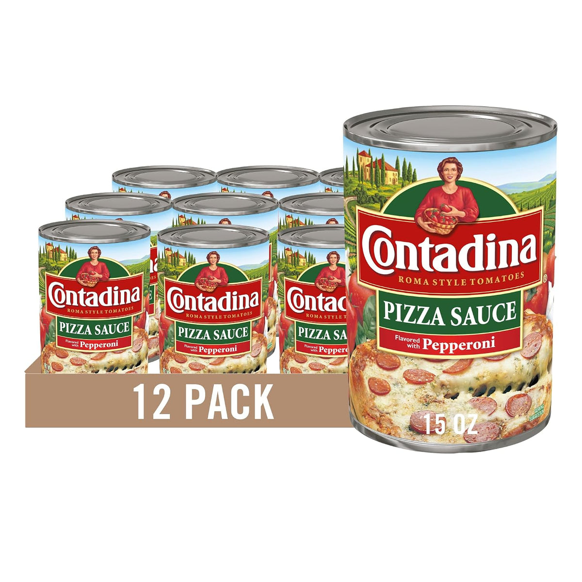 Contadina-Roma-Style-Pizza-Sauce-Flavored-with-Pepperoni,-15-oz.-Can-(pack-680