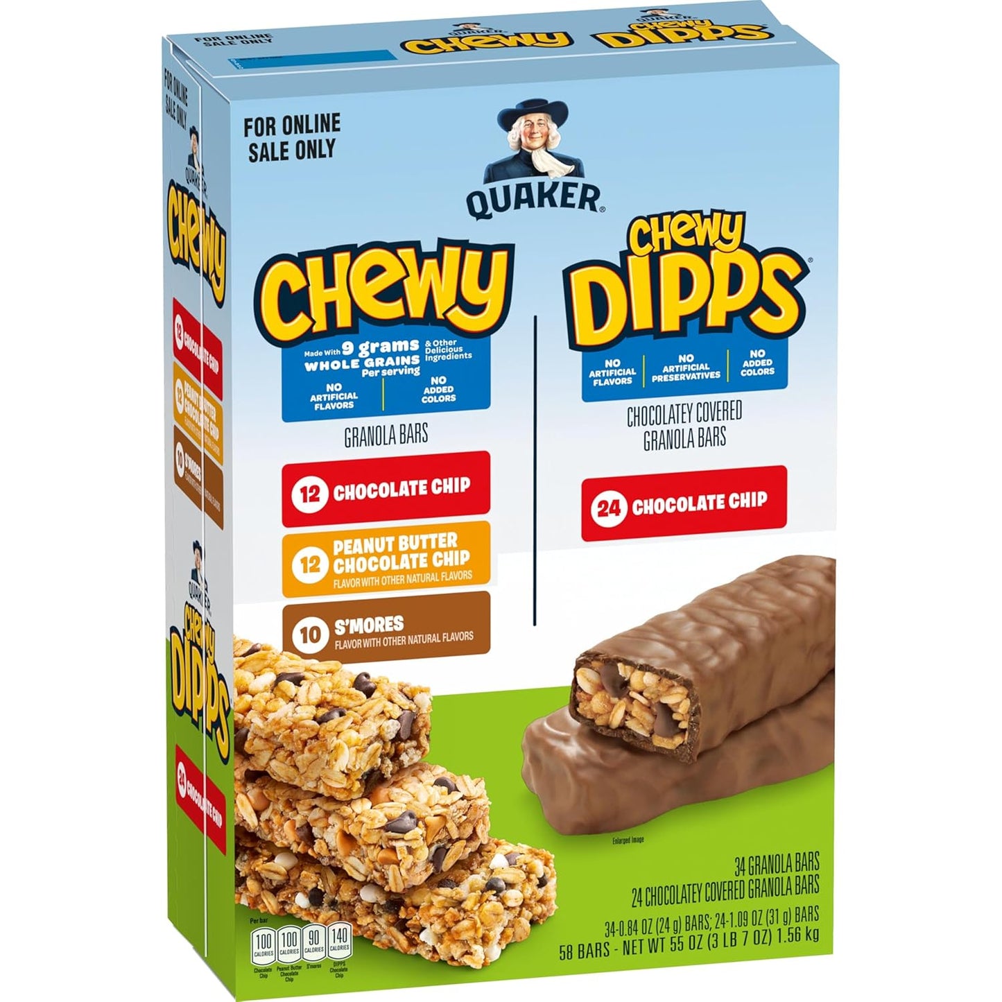 Quaker-Chewy-Granola-Bars,-Chewy-&-Dipps-Variety-Pack,-(58-Bars),--Whole-Grains,-No-Flavors,-2688