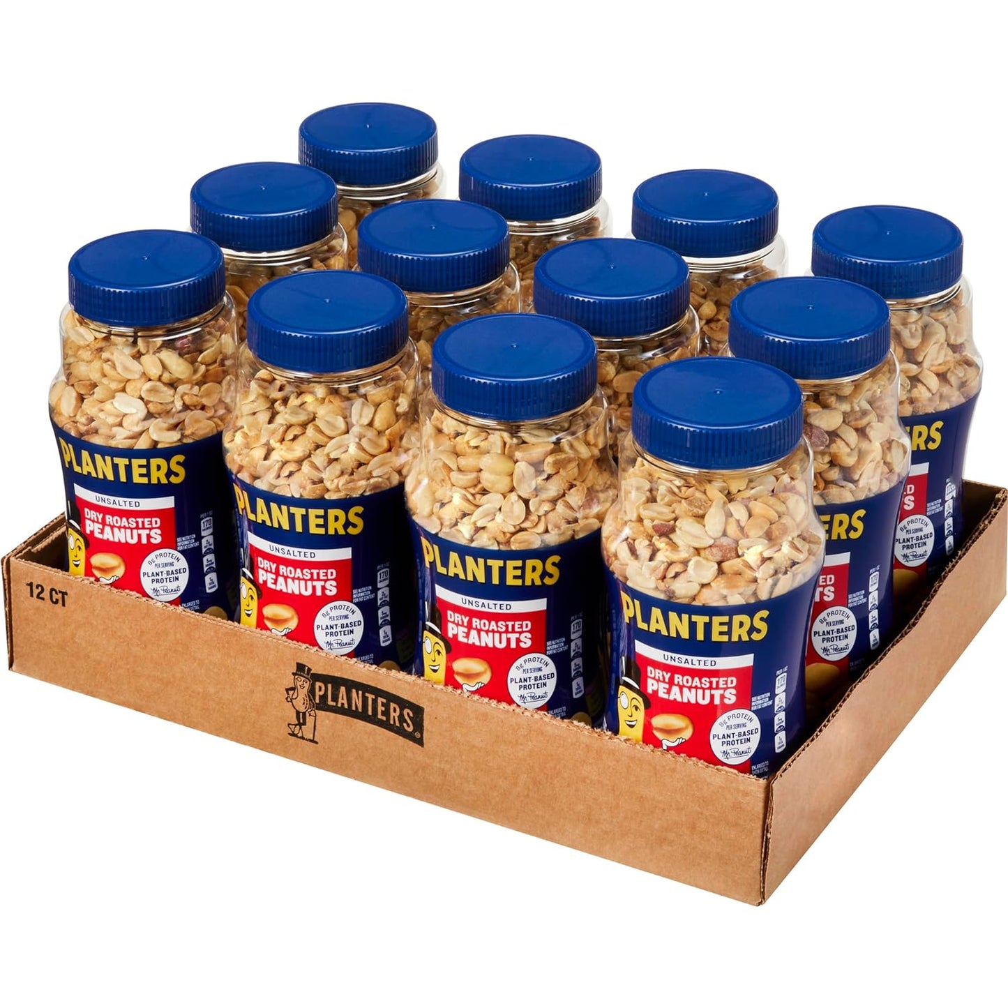 PLANTERS-Unsalted-Peanuts,-Plant-Based-Protein-Snacks,-16-Oz-(12-Ct)--|-Dry-Roasted-Nuts.-565