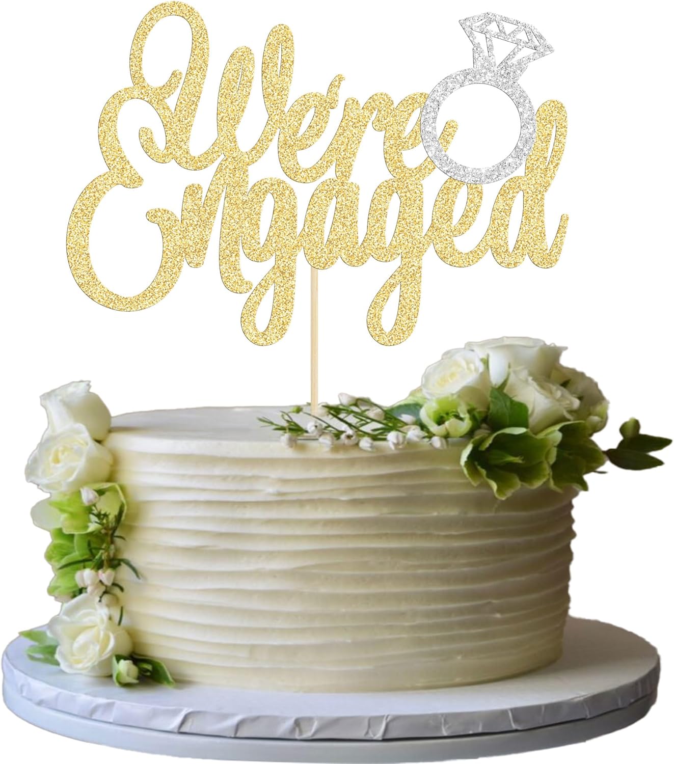 Gyufise-1Pc-Gold-We're-Engaged-Cake-Topper-3541