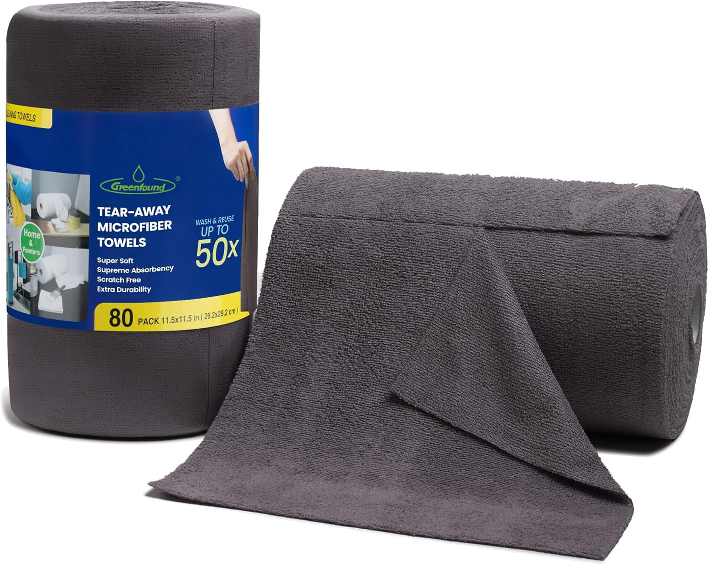 Greenfound-Microfiber-Cleaning-Cloth-Roll--80-Pack,-11.5x11.5,-Tear-Away-2405