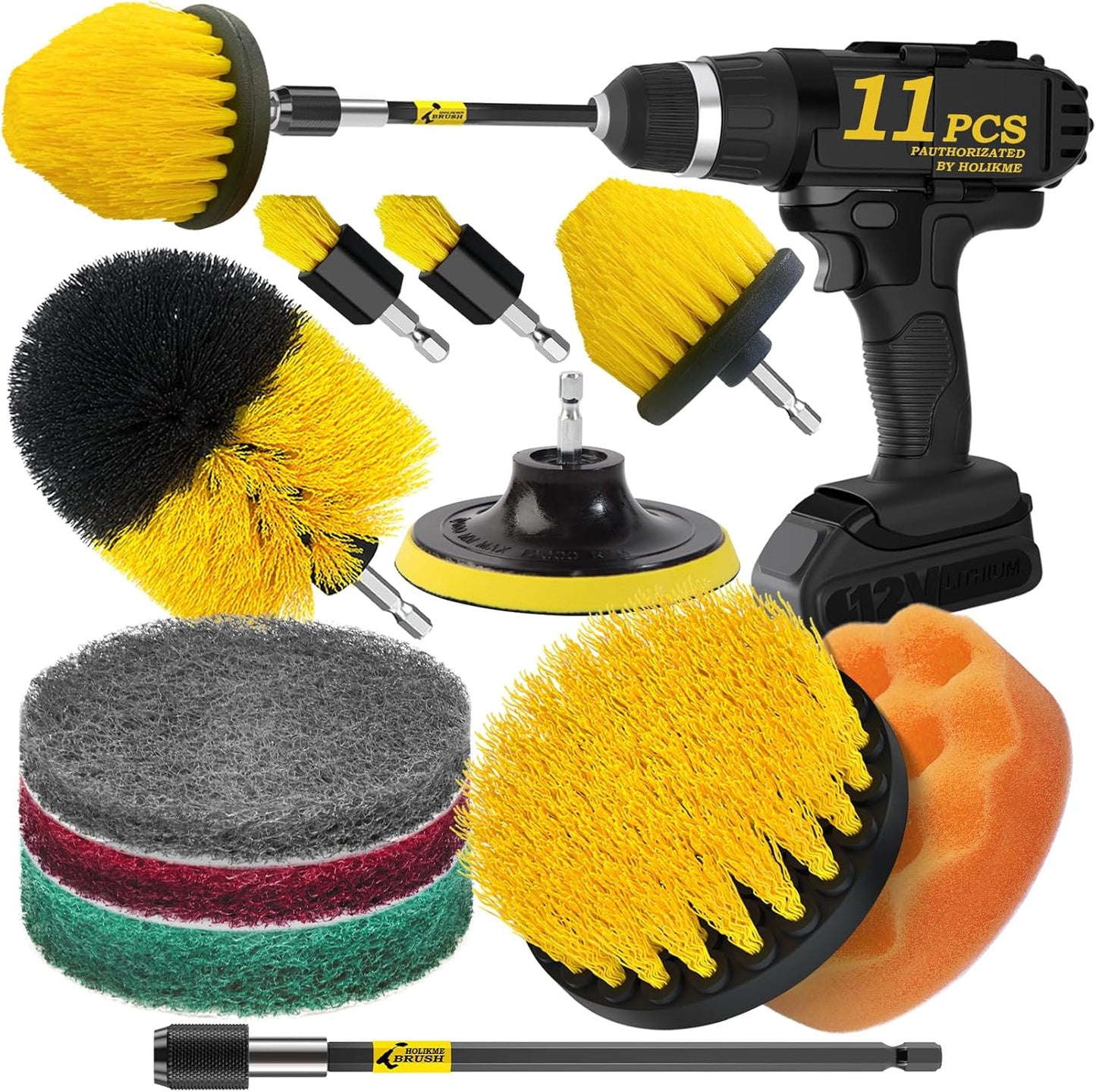 Holikme-11-Piece-Drill-Brush-Attachment-Set-Scouring-Pads-Power-Scrubber-Brush-Scrub-Pads-for-667