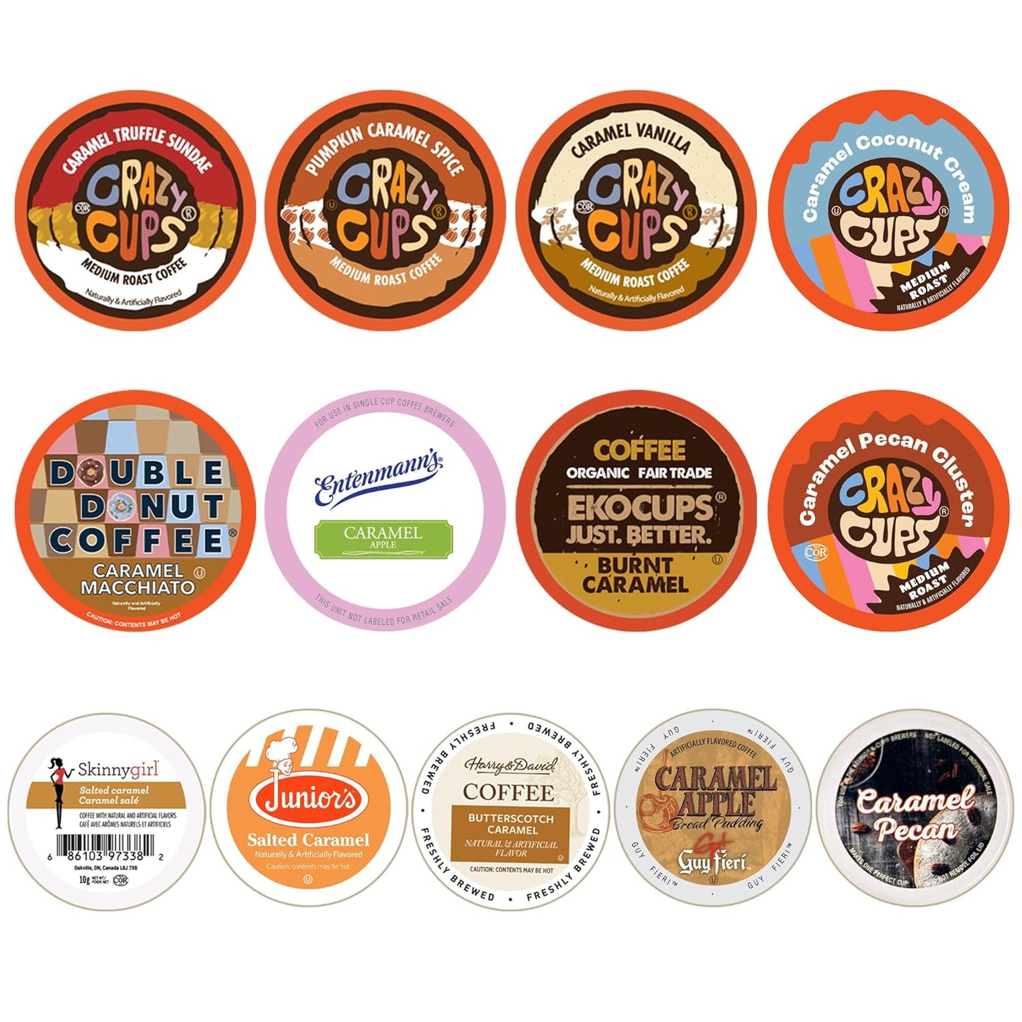 Perfect-Samplers-Caramel-Coffee-Pods-Variety-Pack,-Medium-Roast-for-Keurig-K-Cups-Machines,-890
