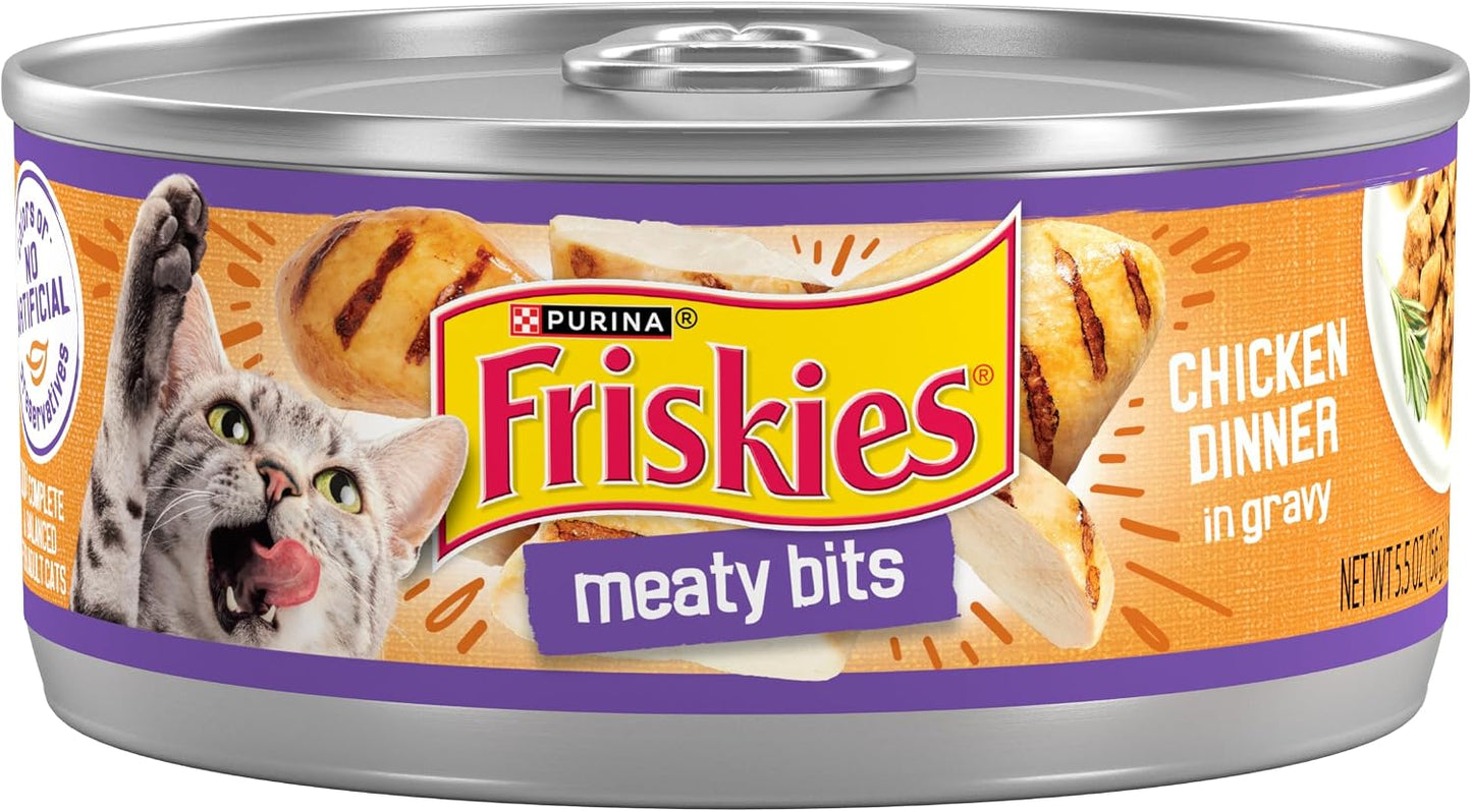 Purina-Friskies-Wet-Cat-Food,-Meaty-Bits-Chicken-Dinner-in-Gravy---(Pack-1182