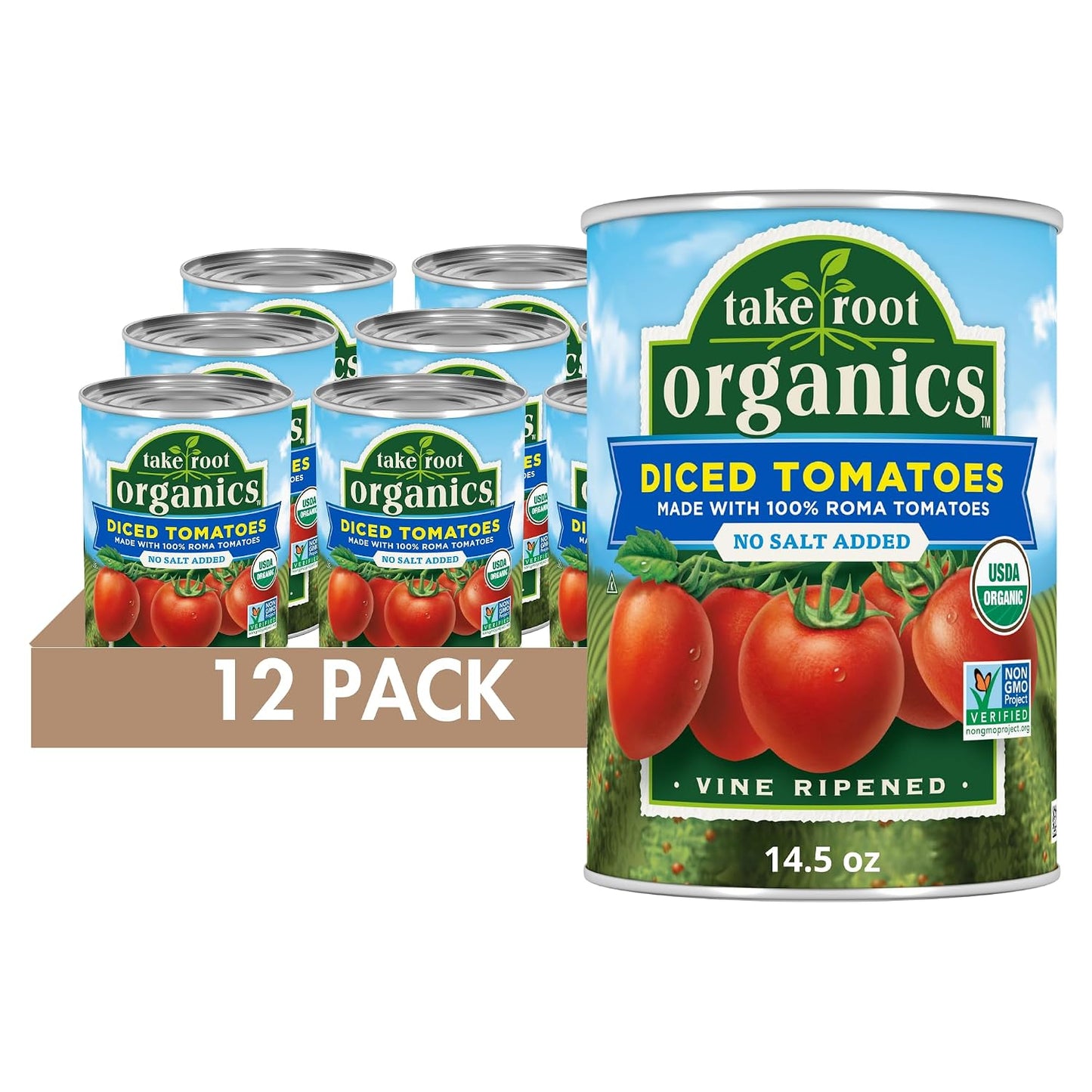 Take-Root-Organics-No-Salt-Added-Diced-Tomatoes,-14.5-oz.-Can-(Pack-95