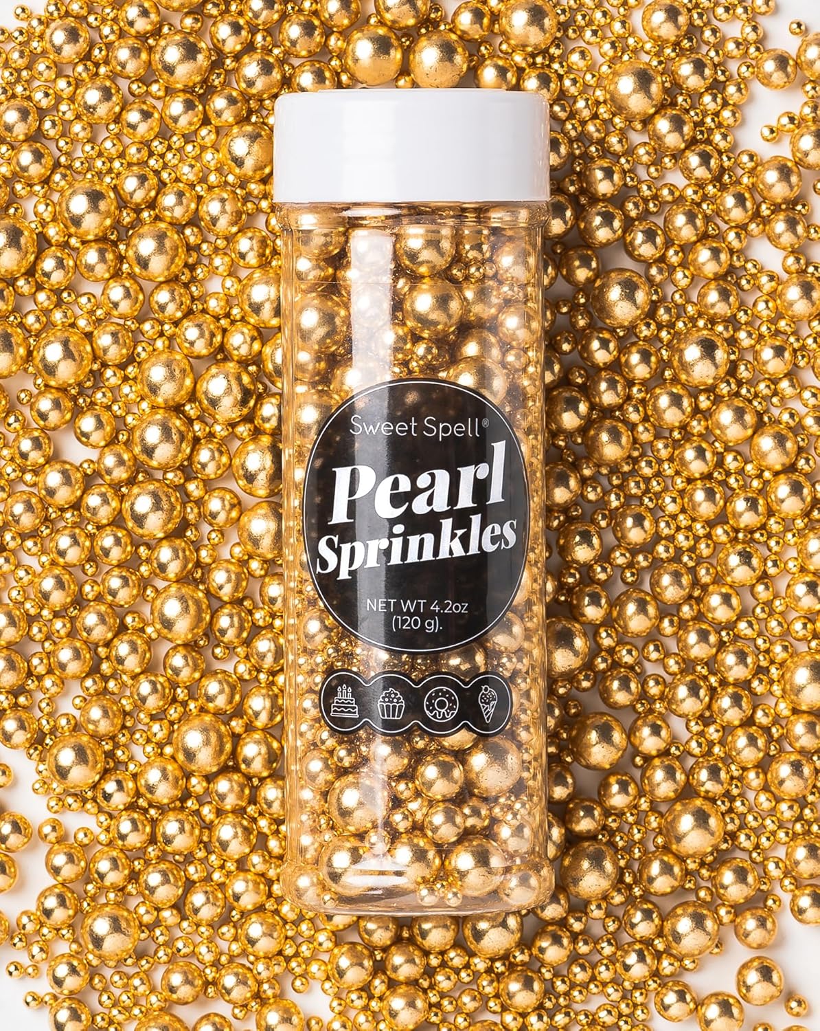 Sweet-Spell-Gold-Pearl-Sprinkles-for-Cake-Decorating-(120g/-4.2oz)---Sugar-Ball-for-1338