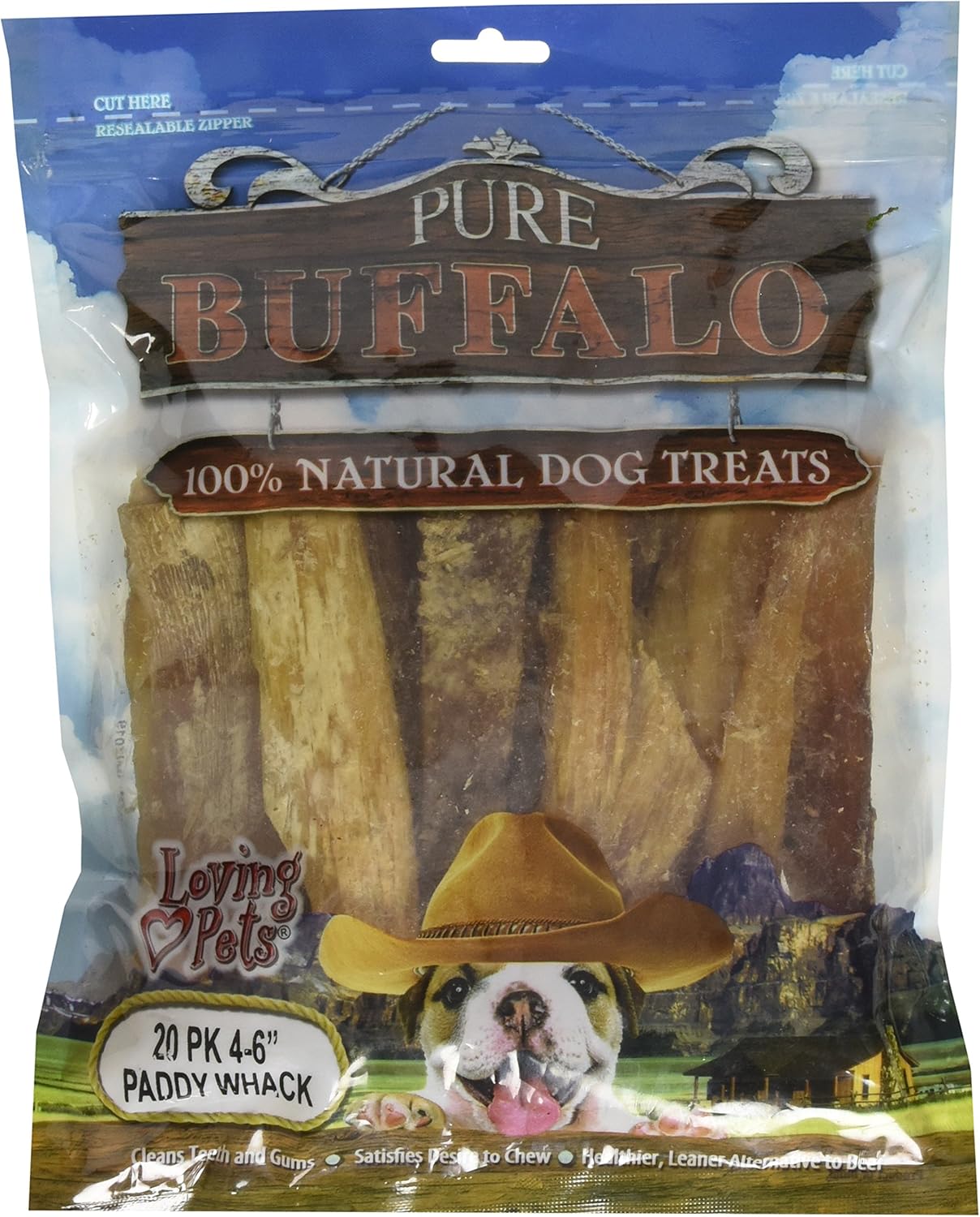 Pure-Buffalo-6-Inch-Backstrap-Tendon-Dog-Treat,-20-Pack-2853