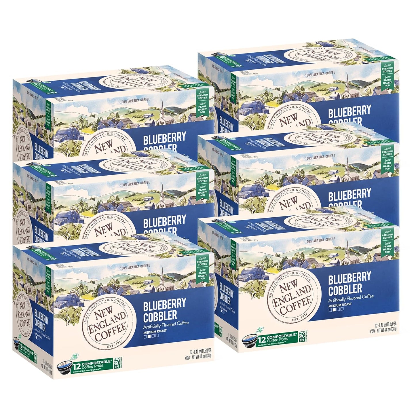 New-England-Coffee-Blueberry-Cobbler-Medium-Roast-Single-Serve-Pods,-12ct-Box-(Pack-1802