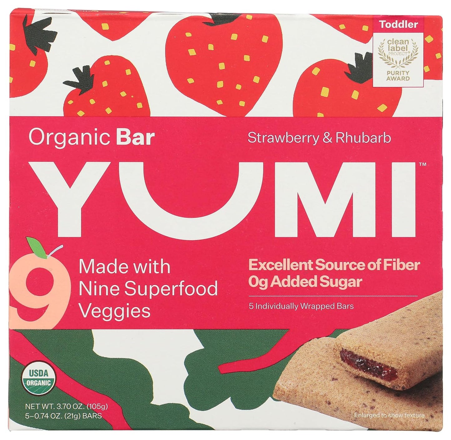 Yumi,-Bars-Toddler-Strawberry-Rhubarb-Organic,-3.7-Ounce---------2076