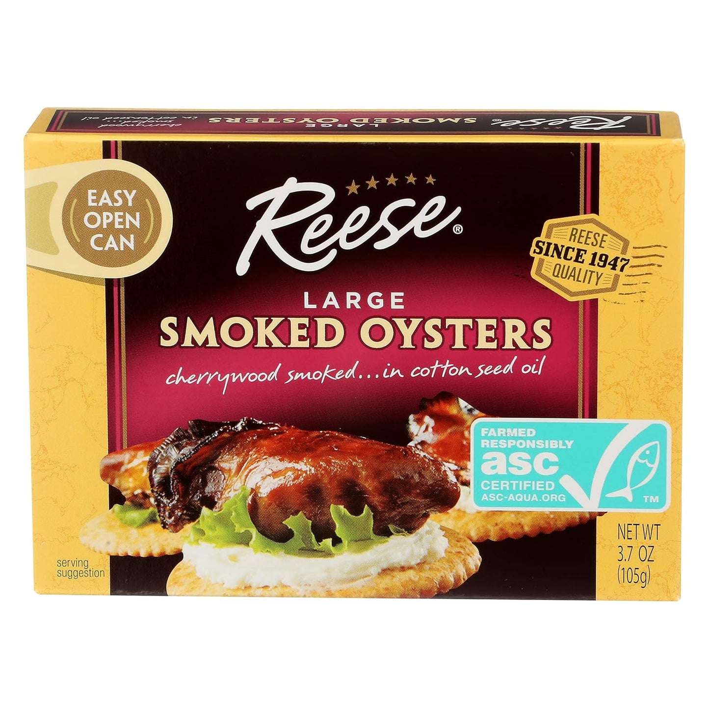 Reese-Large-Smoked-Oysters,-3.7-Ounce-(Pack-of-10)---------698