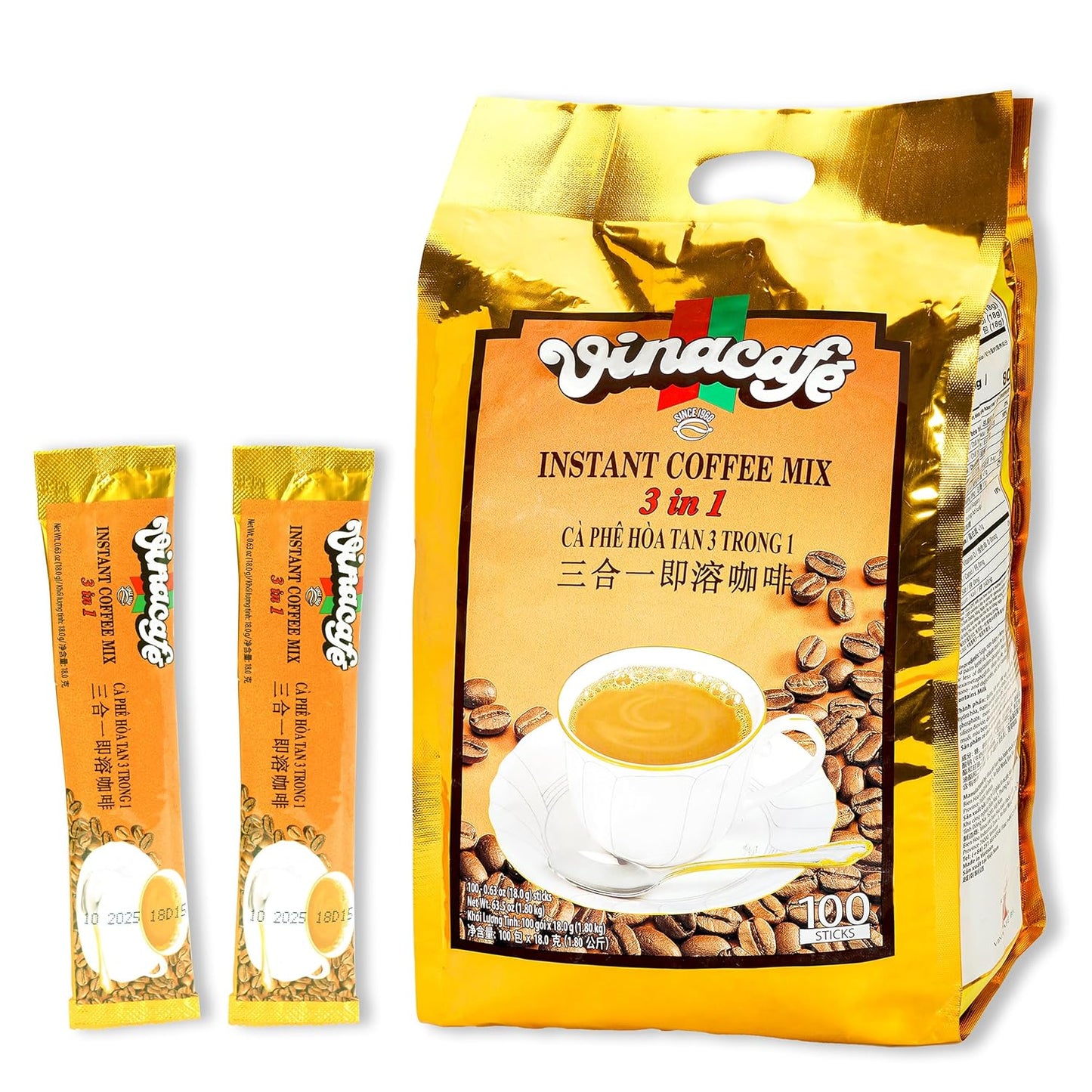 Vinacafe-Vietnamese-Instant-Coffee-100-Sticks-3-in-1-Milk-Coffee-Blend,-Smooth-2541