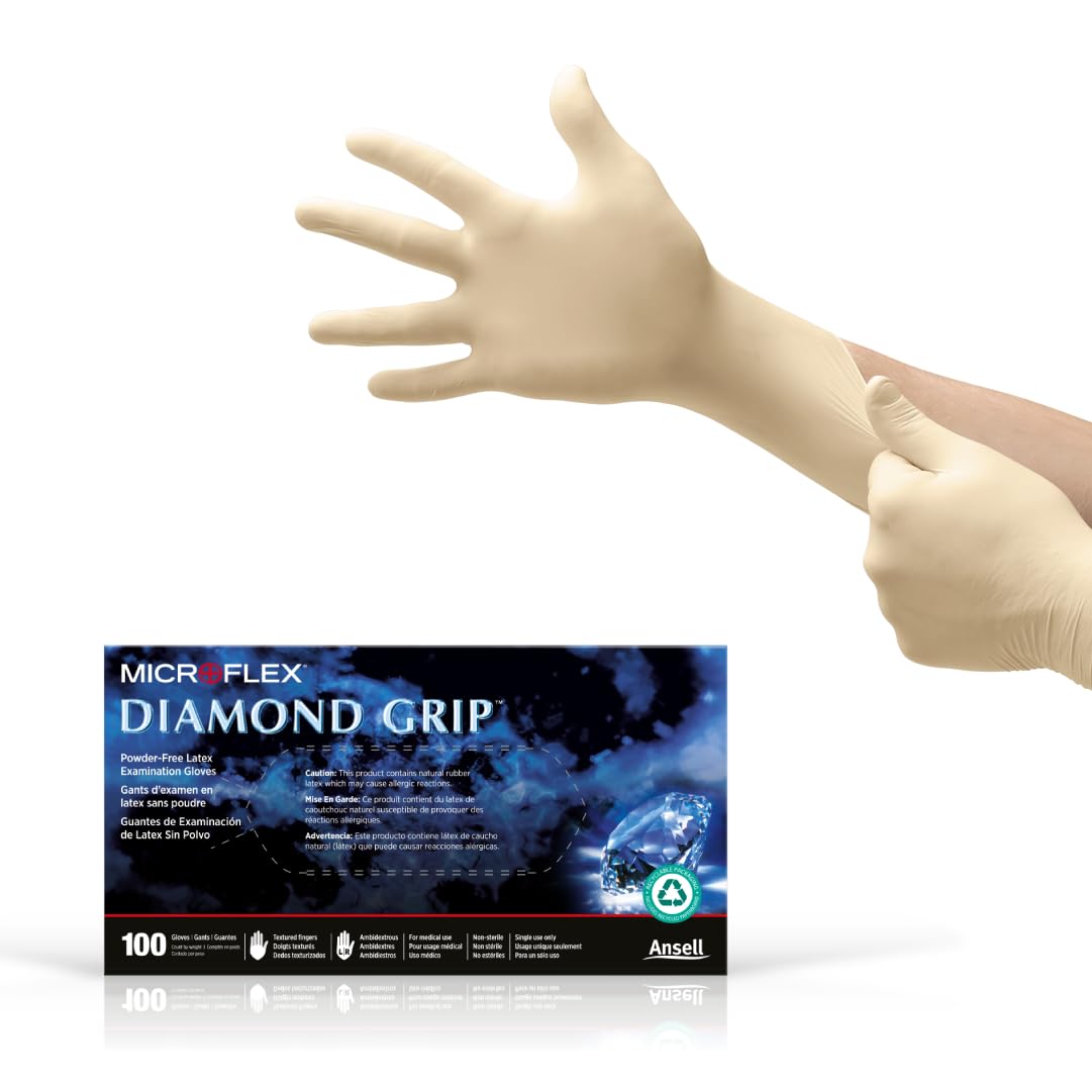 Ansell-MICROFLEX-Diamond-Grip-MF-300-Disposable-Latex-Gloves-for-Automotive,-Healthcare,-Machinery-Industries---Med,-1338