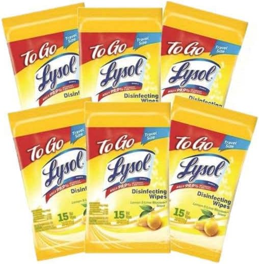 Lysol-Disinfecting-Wipes-To-Go-Pack,-Lemon-Scent,-15-Count-(Pack-of-6)-------1080
