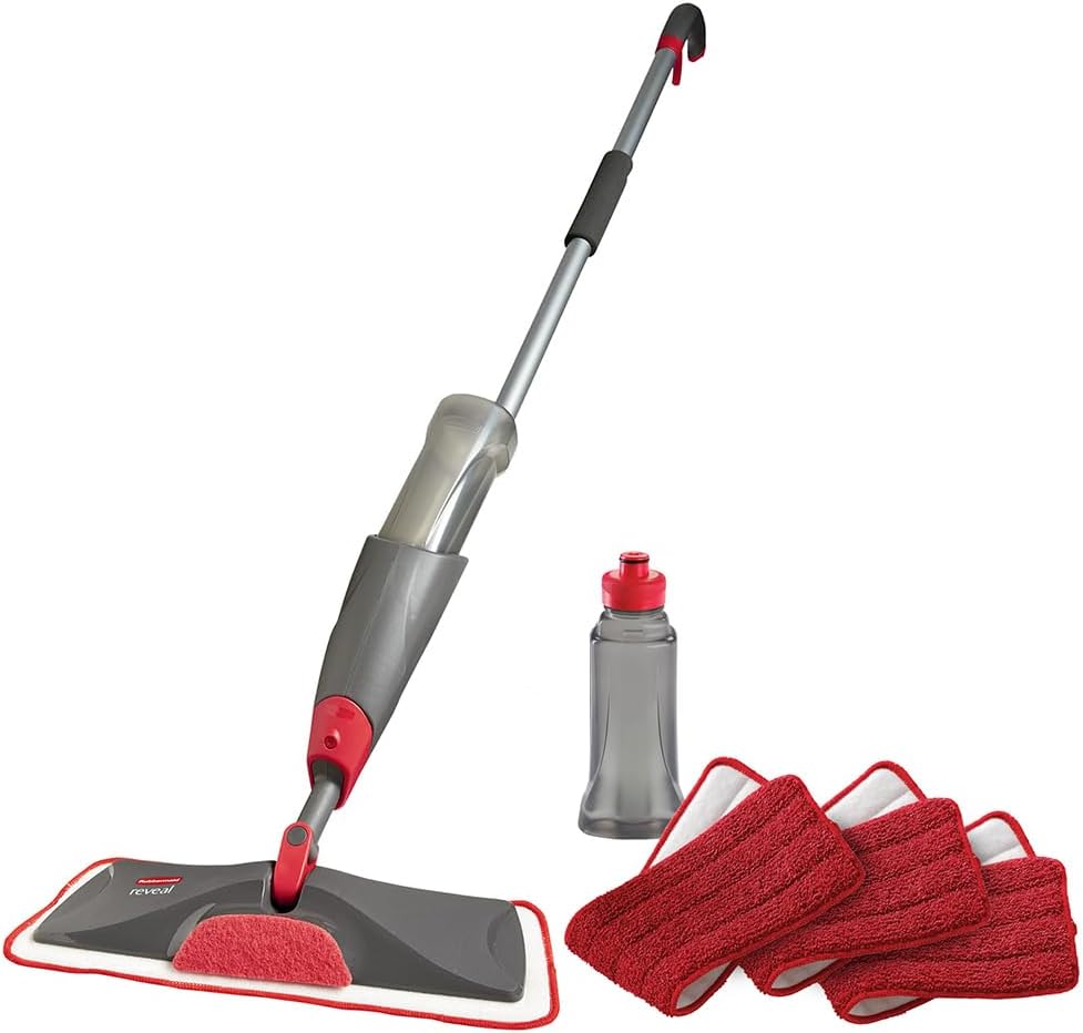 Rubbermaid-Reveal-Spray-Mop-Floor-Cleaning-Kit,-3-Reusable-Microfiber-Wet-Pads,-1-Refillable-Bottle,-1286