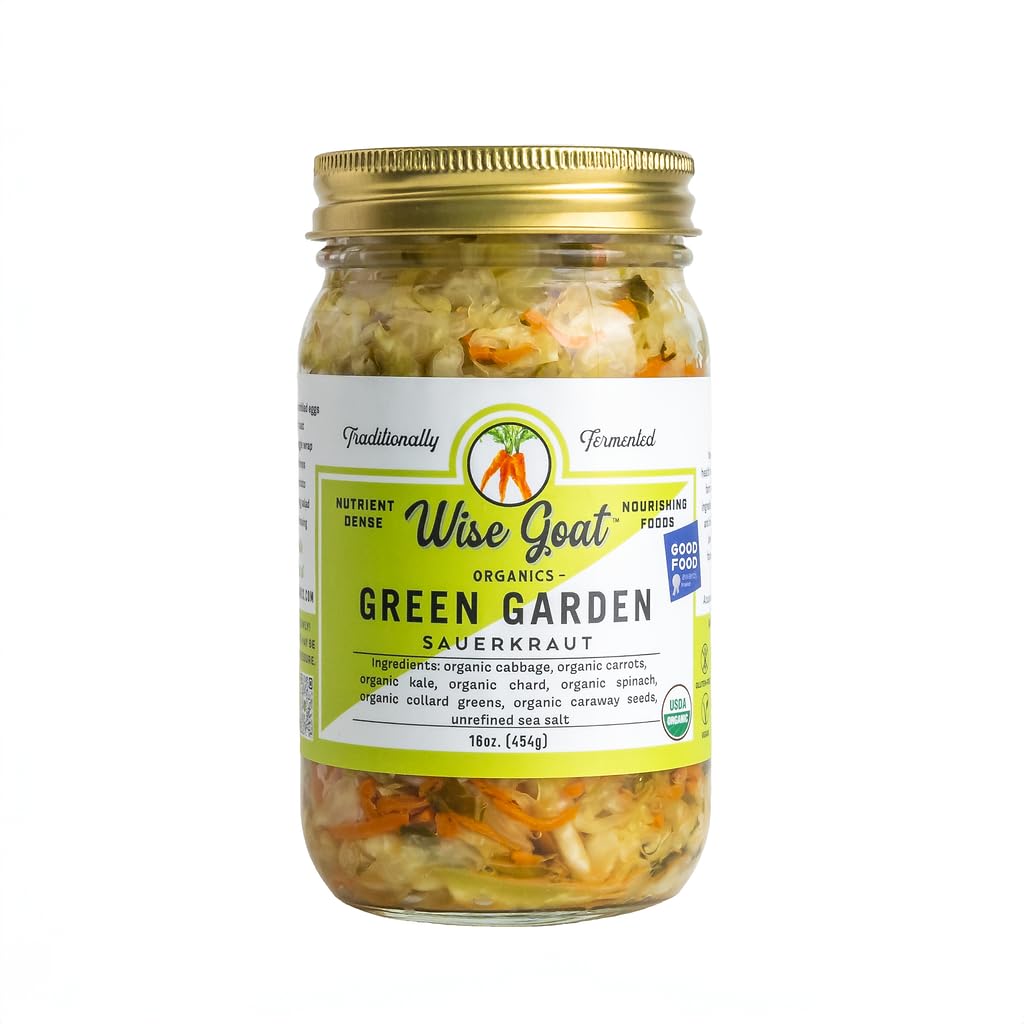 Chucrut-orgánico-crudo,-variedad-Green Garden,-tarro-de-vidrio-de-30