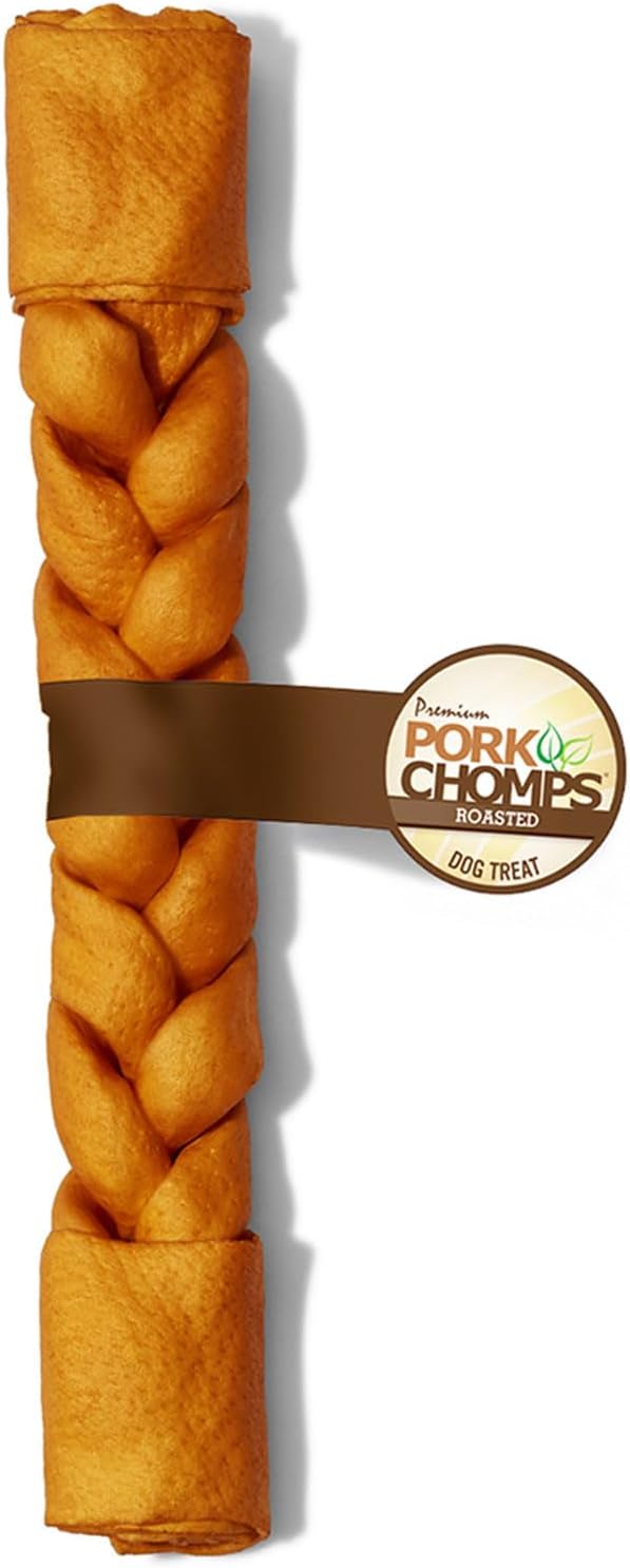 Pork-Chomps-Roasted-Pork-Skin-Dog-Chew,-10-inch-Braid,-1-Count--1947
