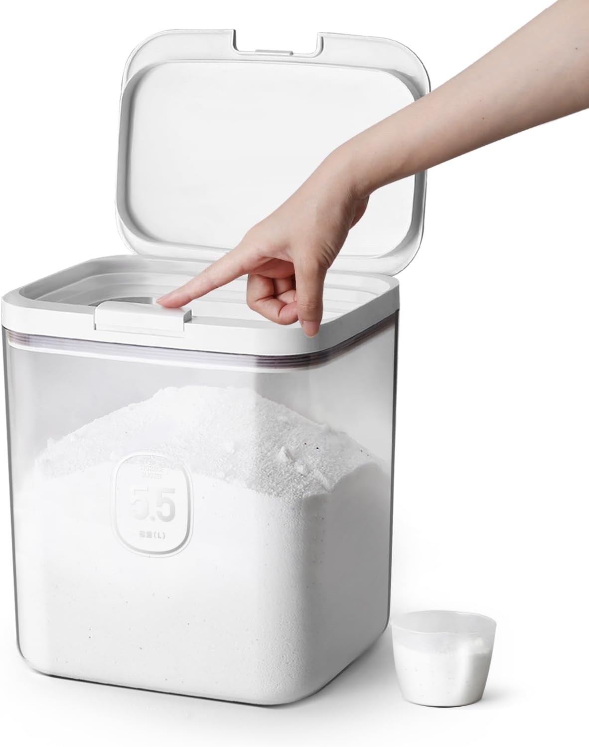 Laundry-Detergent-Dispenser-with-One-Press-Lid,Clear-PET-Powder-container-with-3064