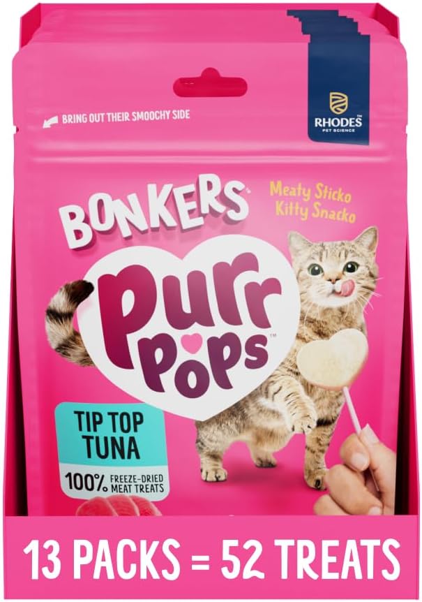 Bonkers-Purrpops-Freeze-Dried-Tuna-Flavored-Lollipop-Treats-for-Cats,-4-Pack-(Pack-of-13)-128