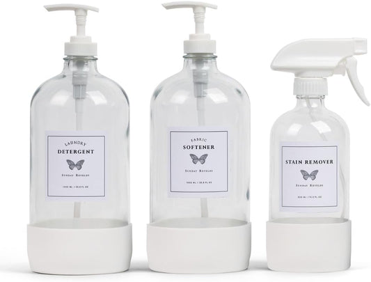 Glass-Laundry-Detergent-Dispenser-Set-(White)---------1122