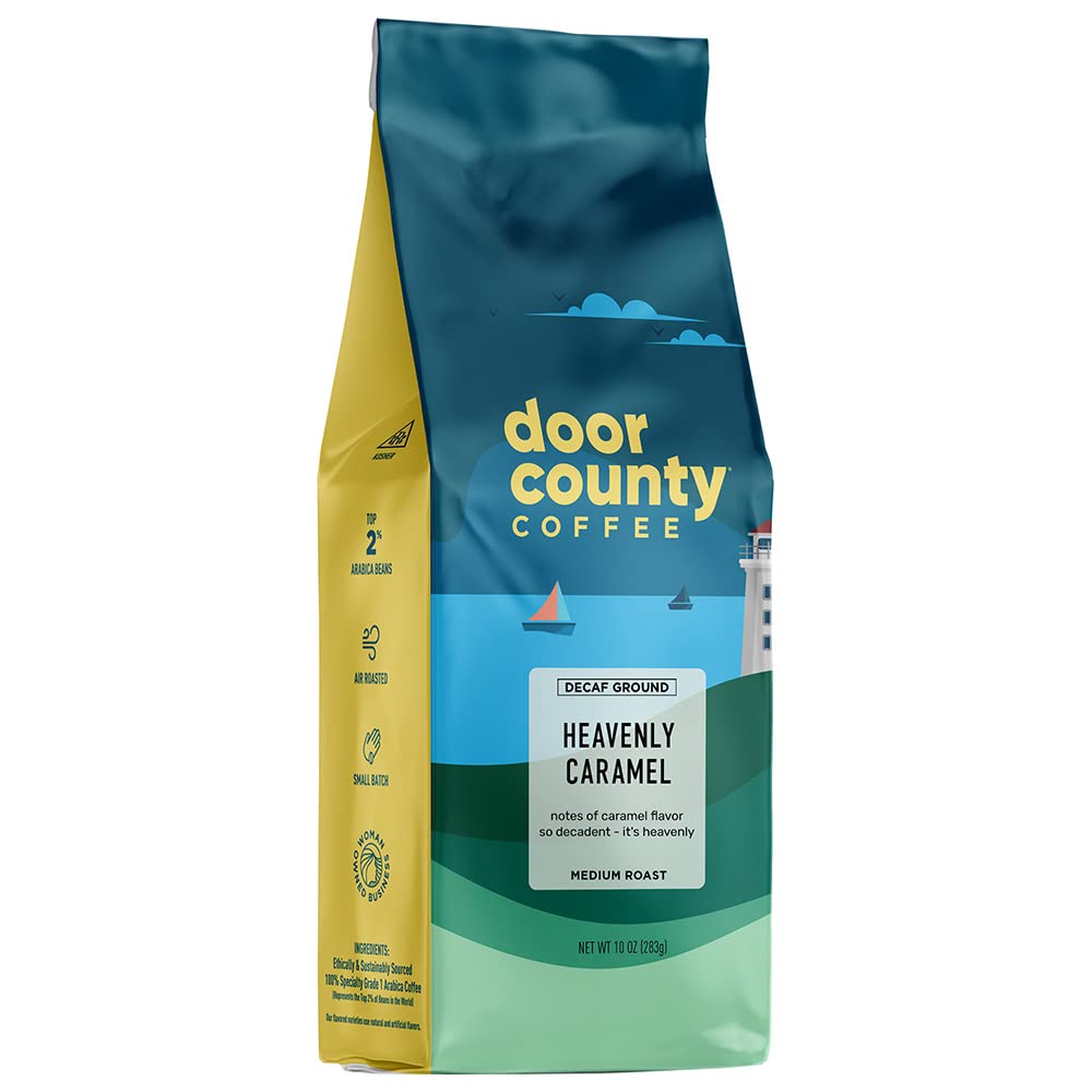 Door-County-Coffee-Heavenly-Caramel-Decaf-Flavored-Coffee---10oz-Bag---Ground-2232