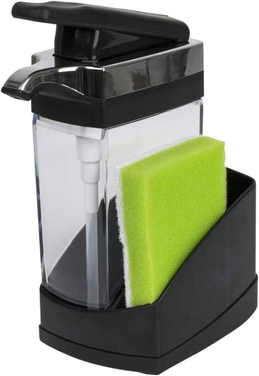 Casabella-Sink-Sider-Solo-Kitchen-Soap-Pump-and-Sponge-Caddy,-Black/Chrome---2-in-1-Soap-and-687