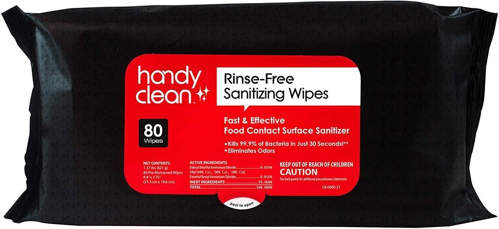 HandyClean-Rinse-Free-Food-Contact-Sanitizing-Wipes-Pouch,-Multi-Surface-Cleaning-836