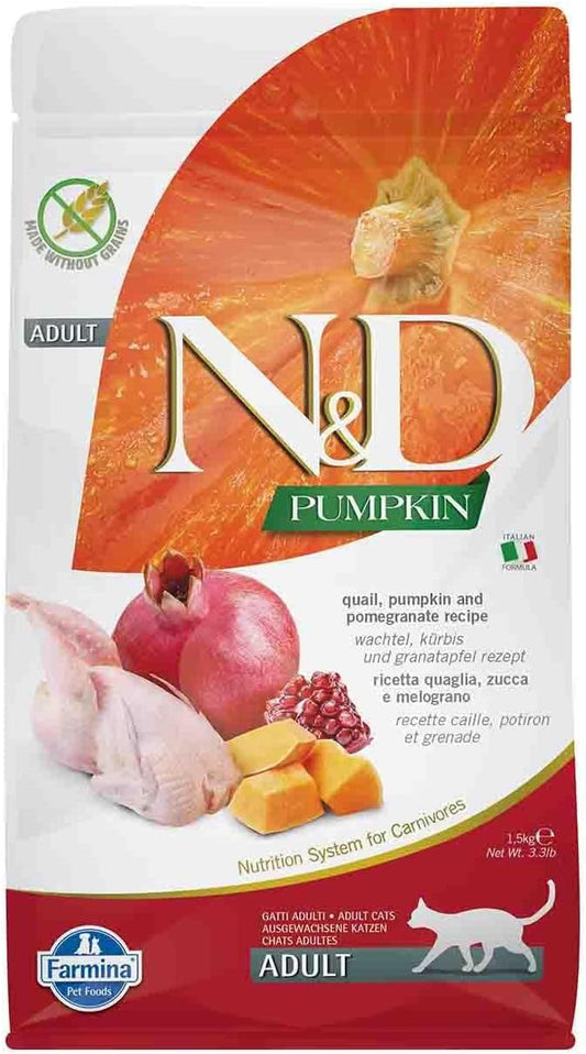 Farmina-N&D,-Pumpkin-Quail-Pumpkin-and-Pomegranate-Recipe-Adult-Dry-Cat-Food,-3.3lb-1083