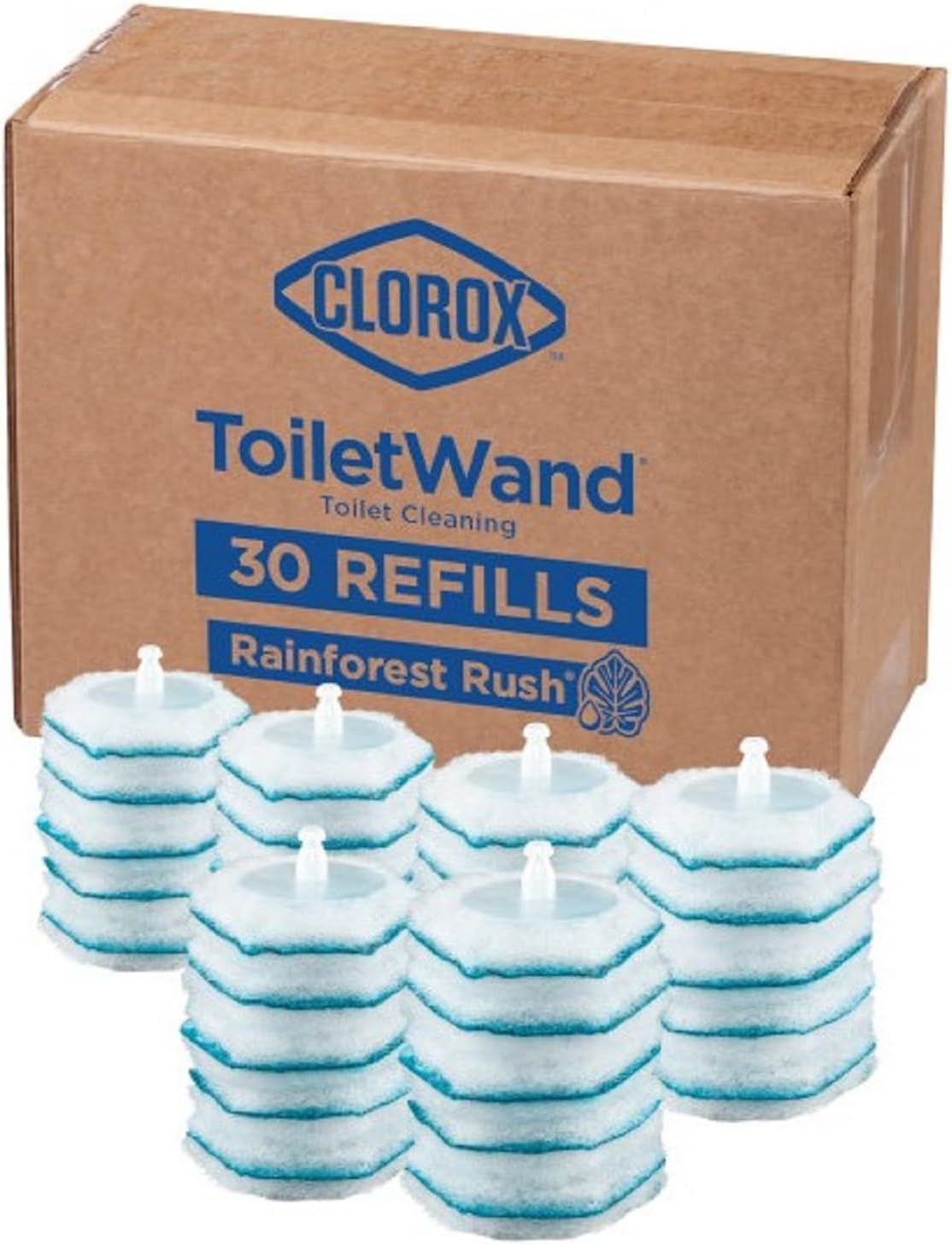 Clorox-ToiletWand-Toilet-Cleaning-Refills,-Spring-Cleaning-Essential,-Disinfecting-Scrubbing-Pads,-Rainforest-Rush,-30-C-2124